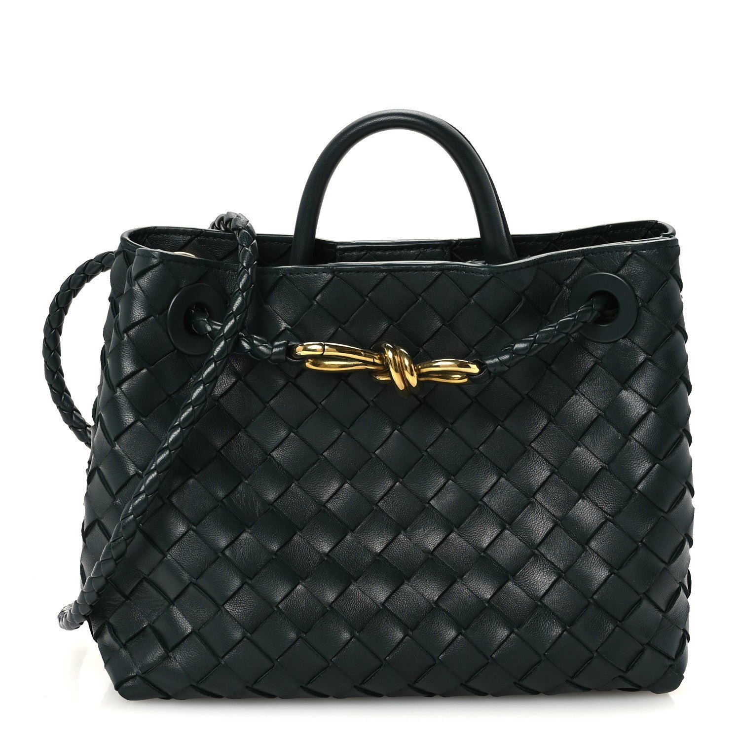 Bottega Veneta Nappa Intrecciato Small Andiamo Shoulder Bag Emerald Green