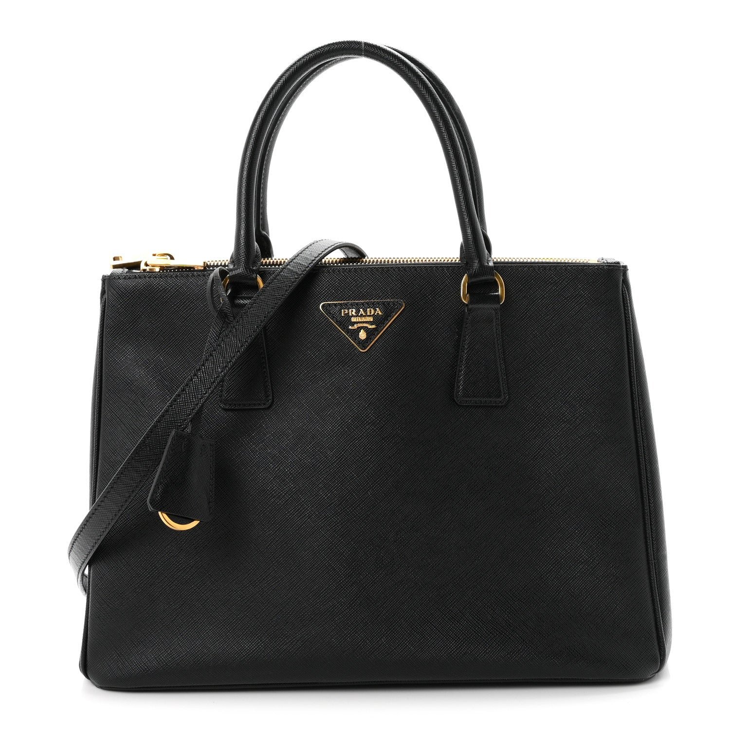 Saffiano Small Galleria Double Zip Tote Black