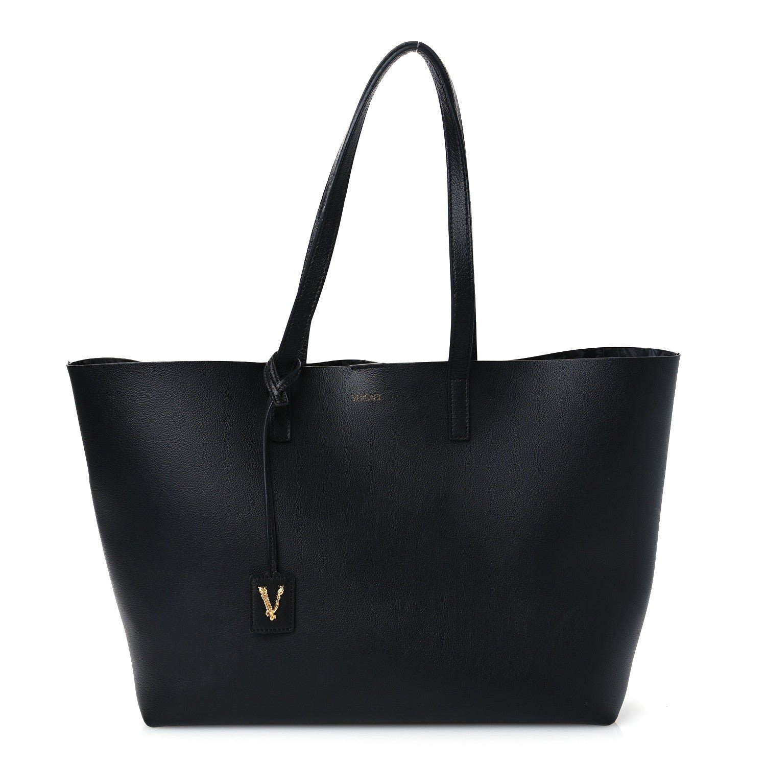 Versace Calfskin Virtus Tote Black
