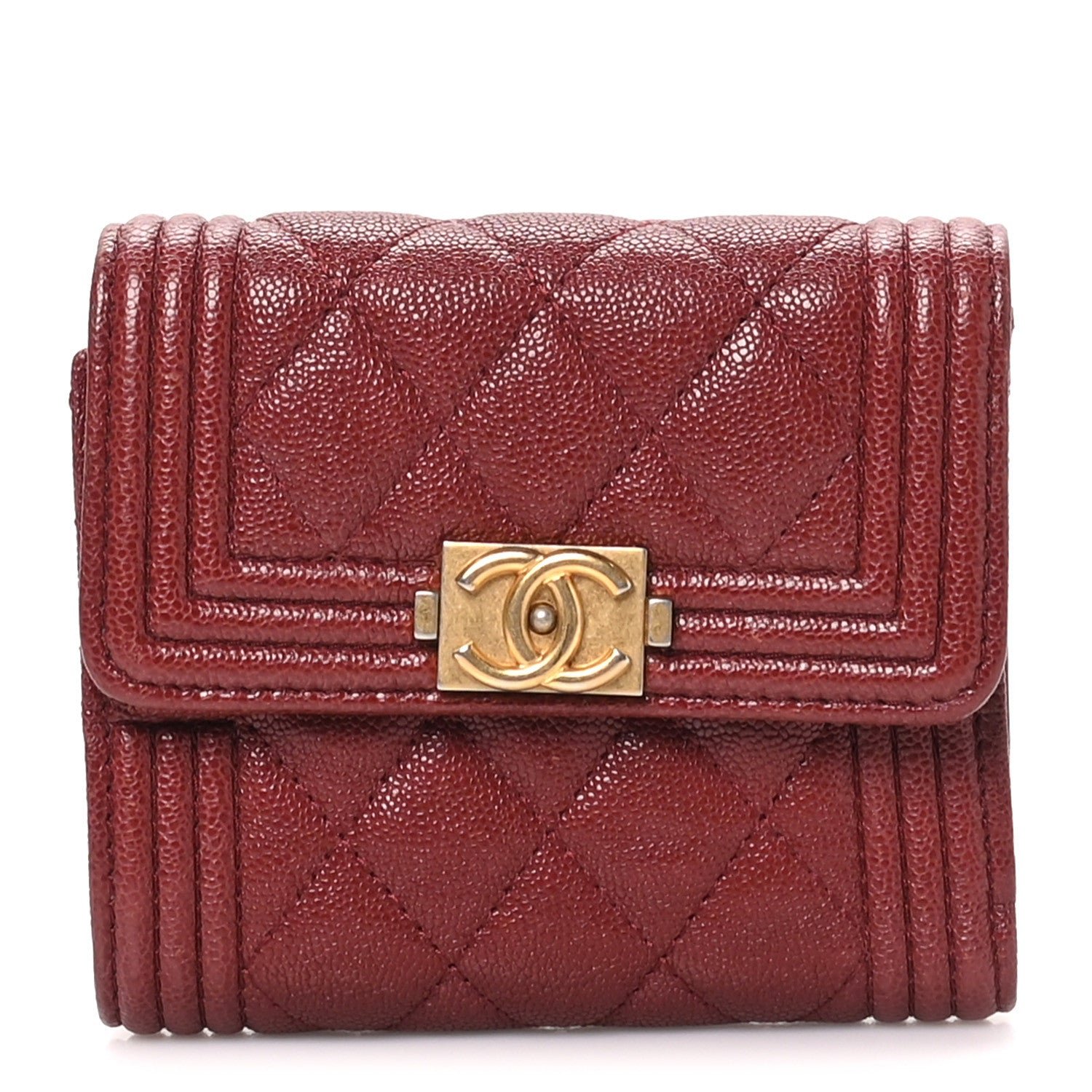 Chanel Caviar Quilted Small Boy Flap Wallet Red