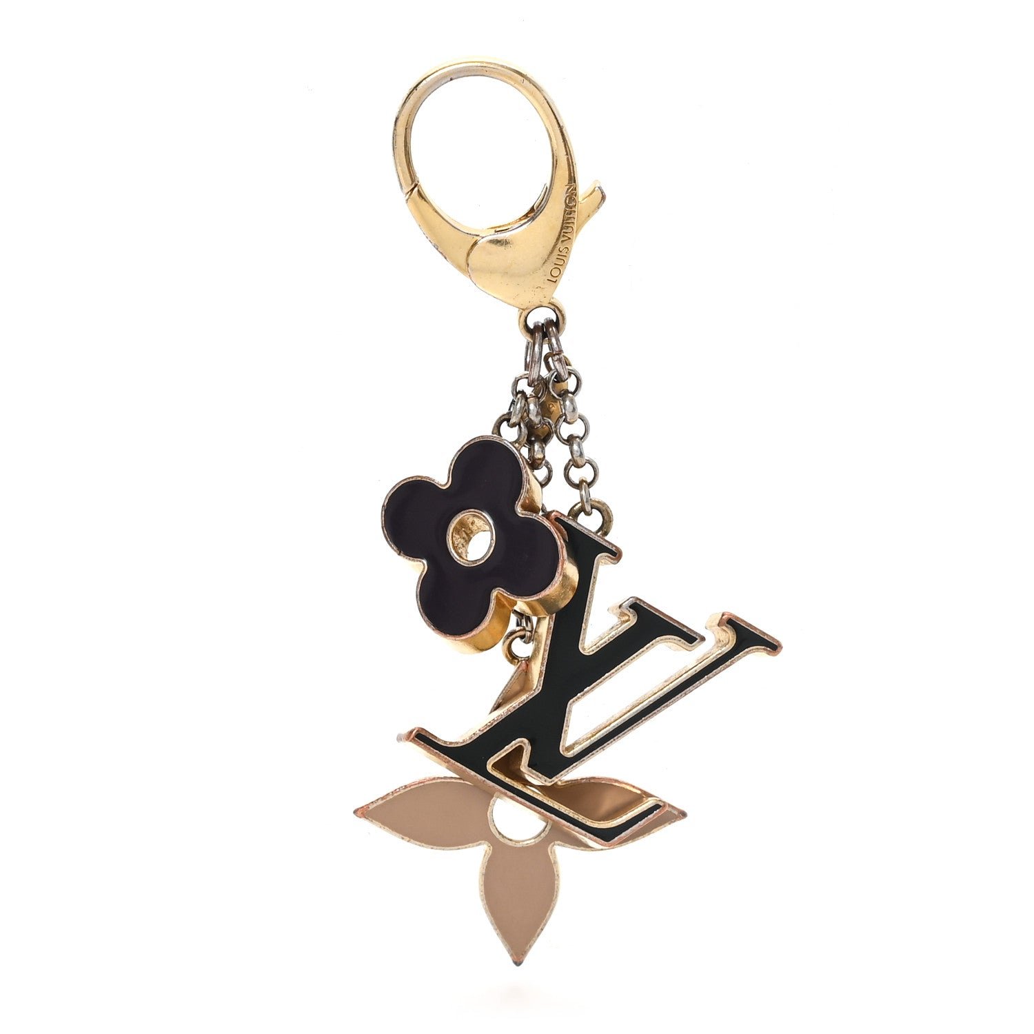Louis Vuitton Metal Enamel Fleur De Monogram Bag Charm Dore