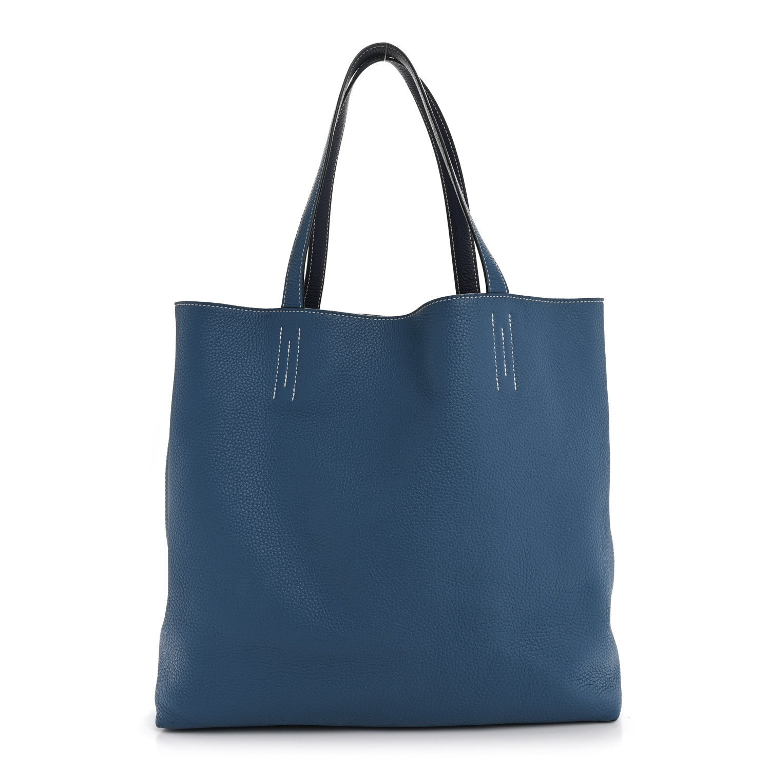 Hermes Taurillon Clemence Double Sens 45 Reversible Tote Bleu Izmir Bleu Saphir