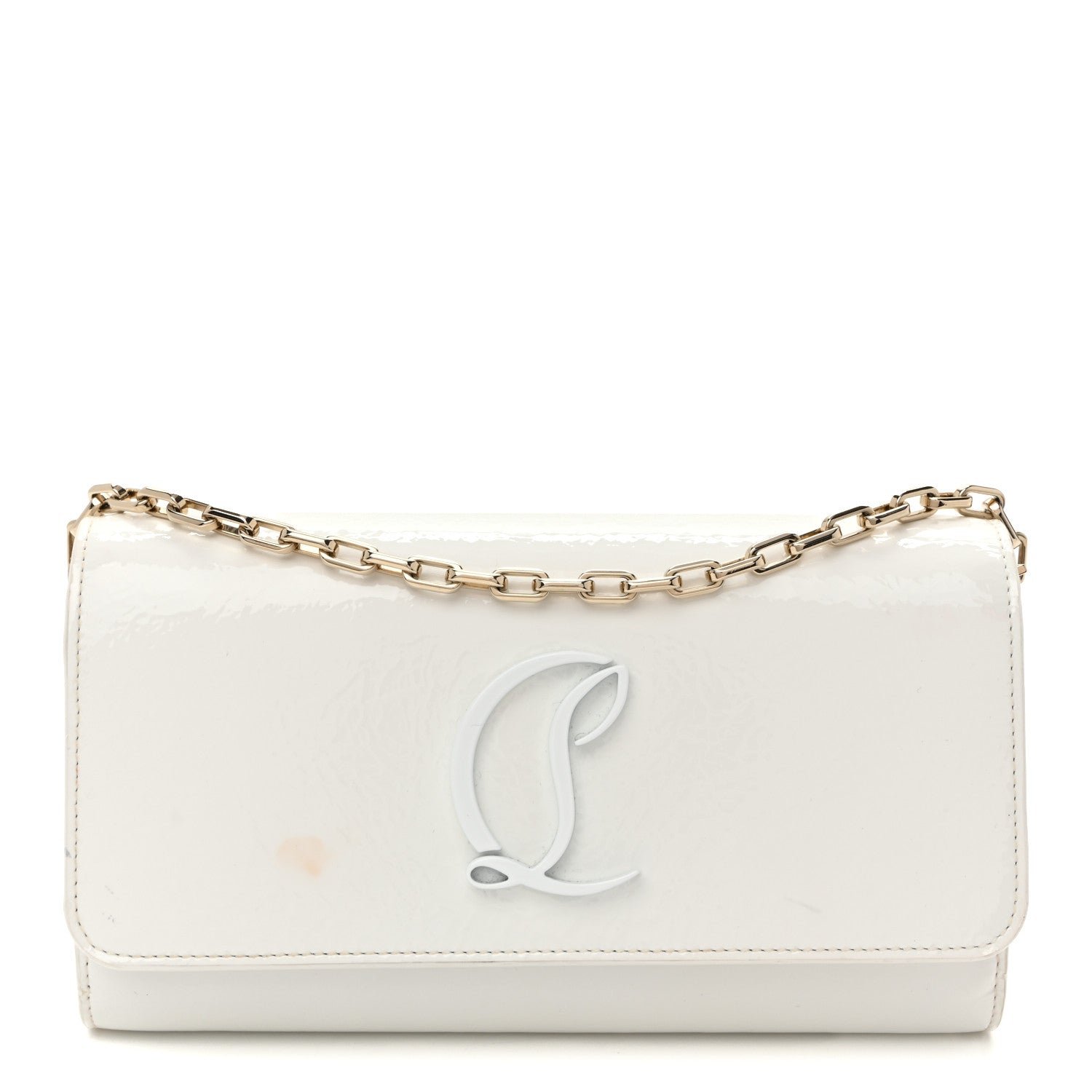 Christian Louboutin Patent Calfskin By My Side Wallet On Chain White