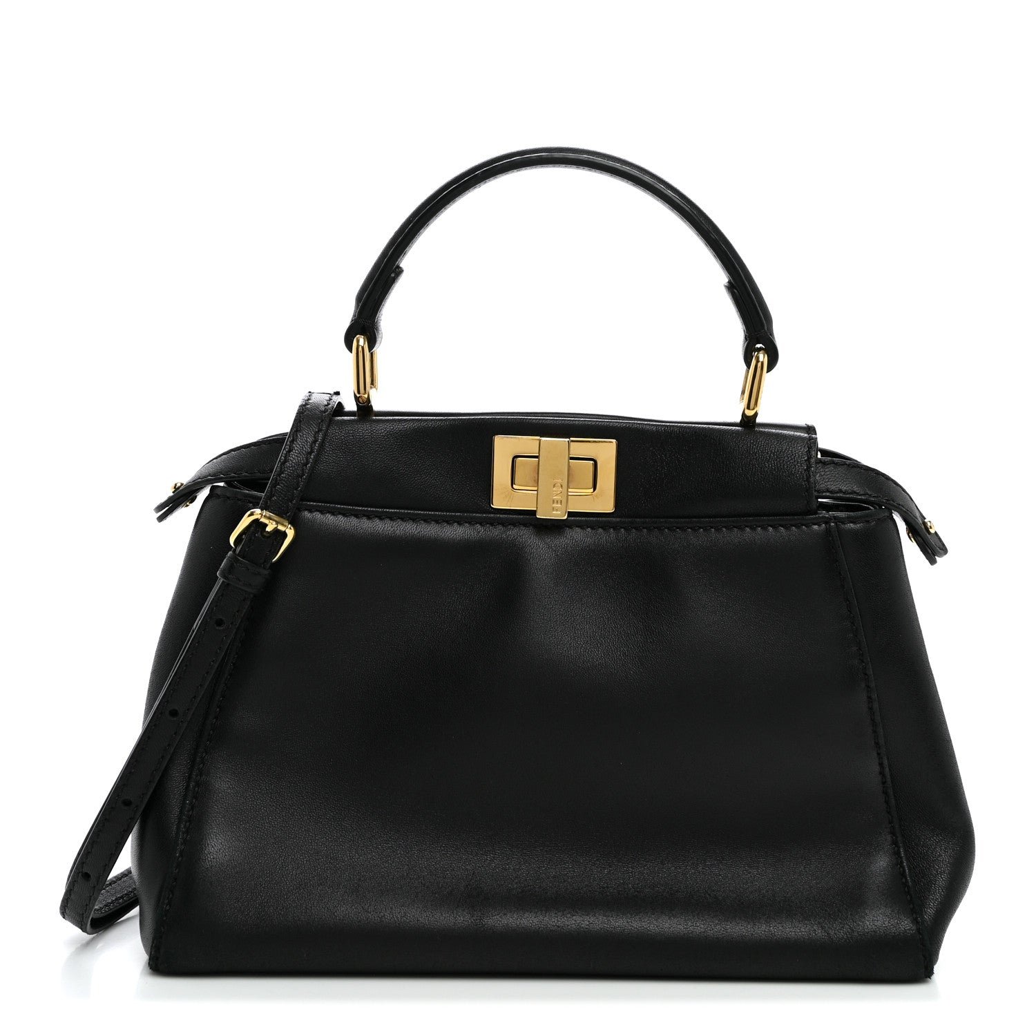 Fendi Nappa Mini Peekaboo Iconic Satchel Black