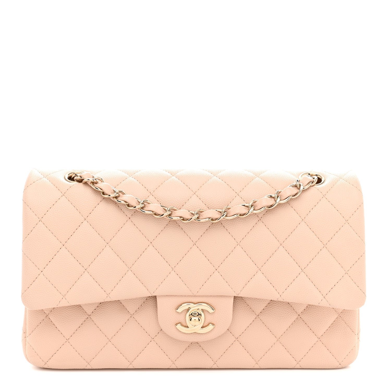 Chanel Caviar Quilted Medium Double Flap Light Beige