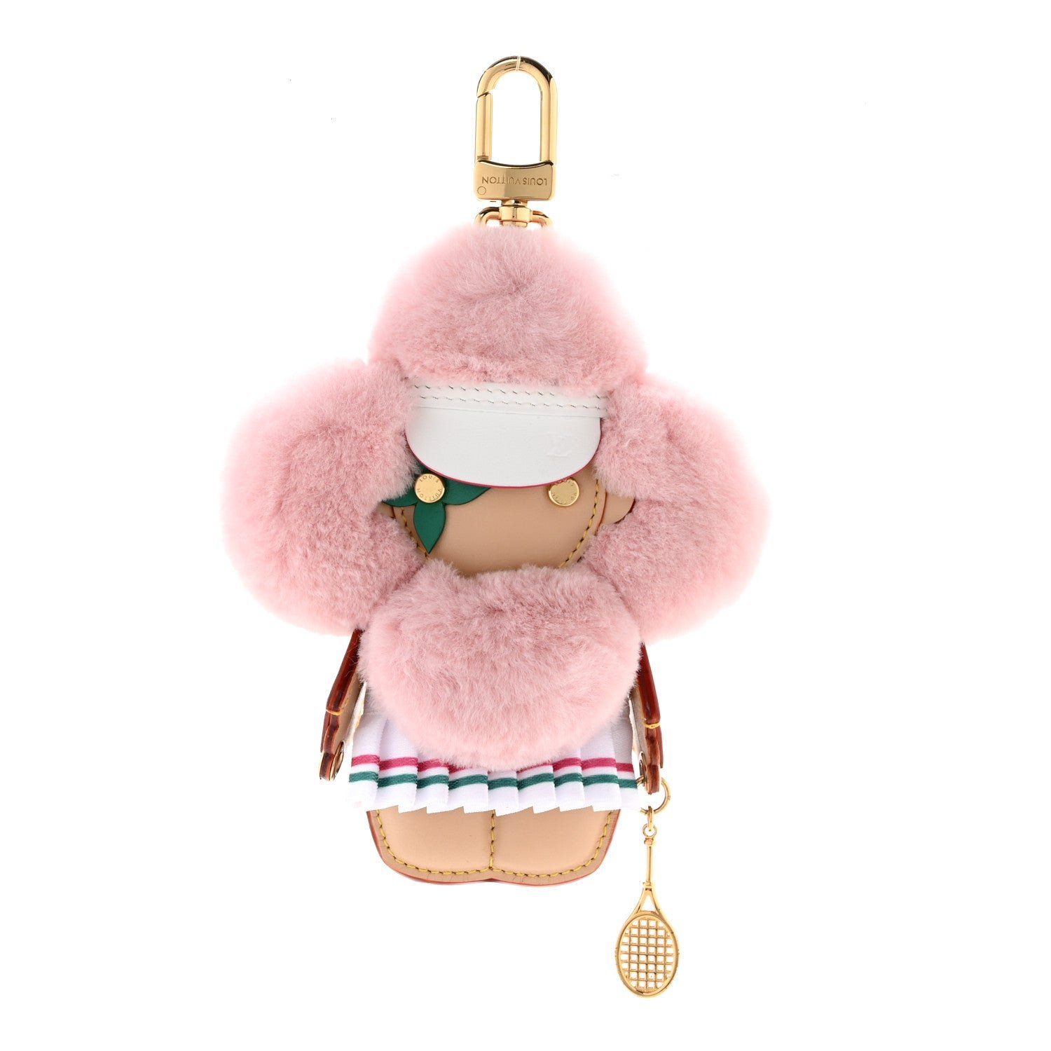 Louis Vuitton Calfskin Mink Fur Vivienne Fashionista Tennis Bag Charm Black