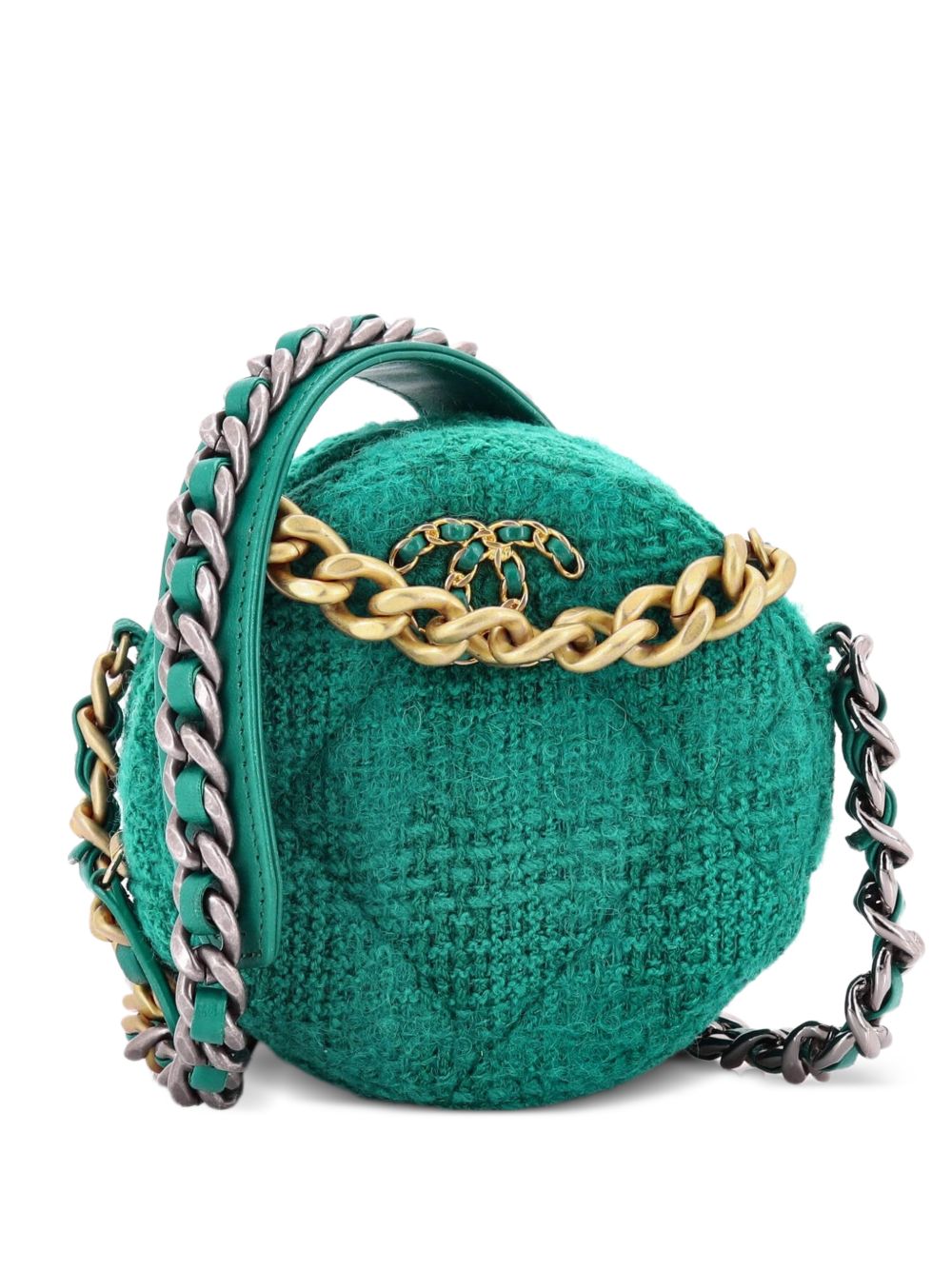 19 Round Clutch with Chain and Coin Purse Quilted Tweed and Lambskin crossbody bag