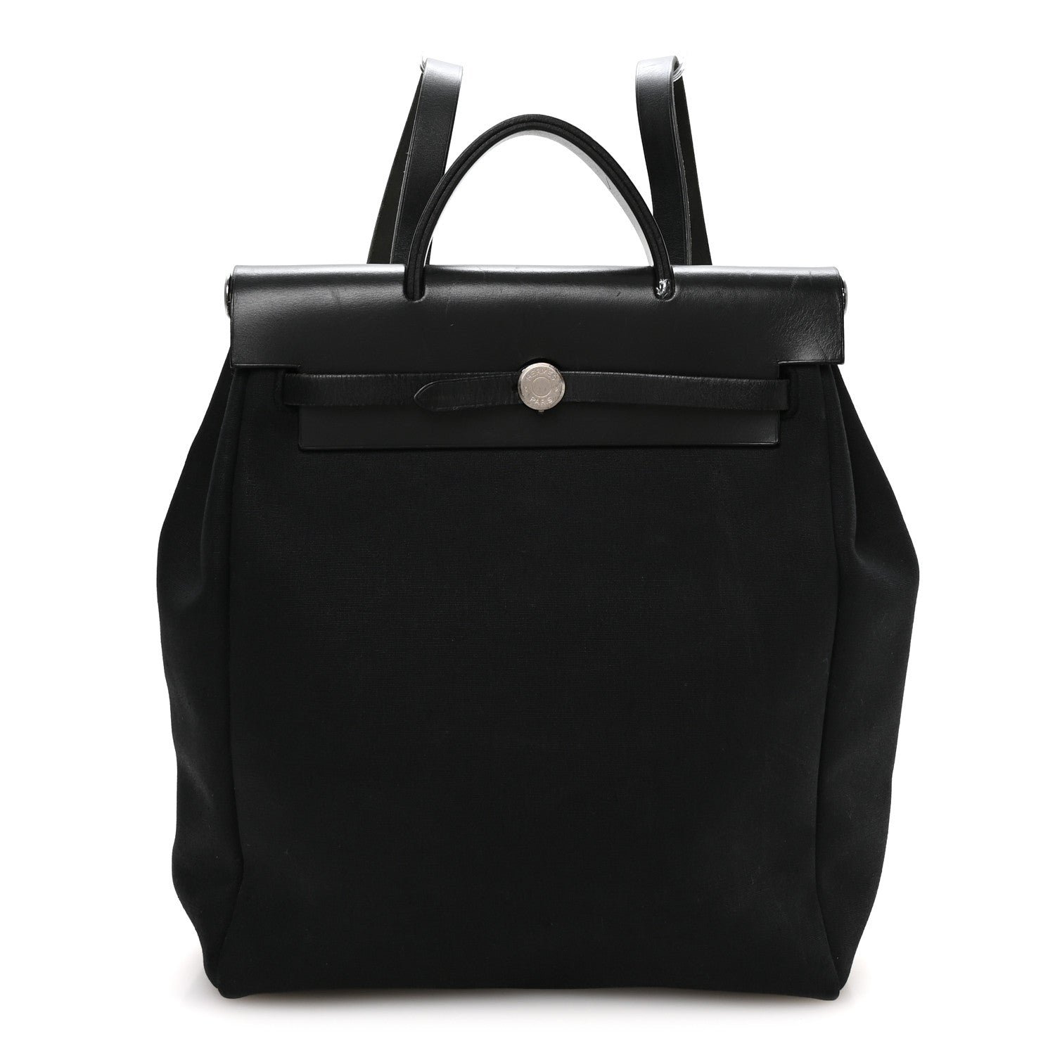 Hermes Toile Vache Calfskin Herbag 30 PM Backpack Black