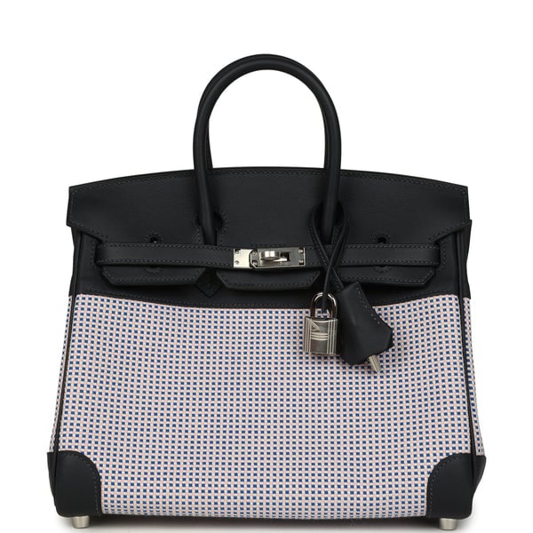 Hermes Birkin Quadrille 25 Caban Swift and Toile Palladium Hardware