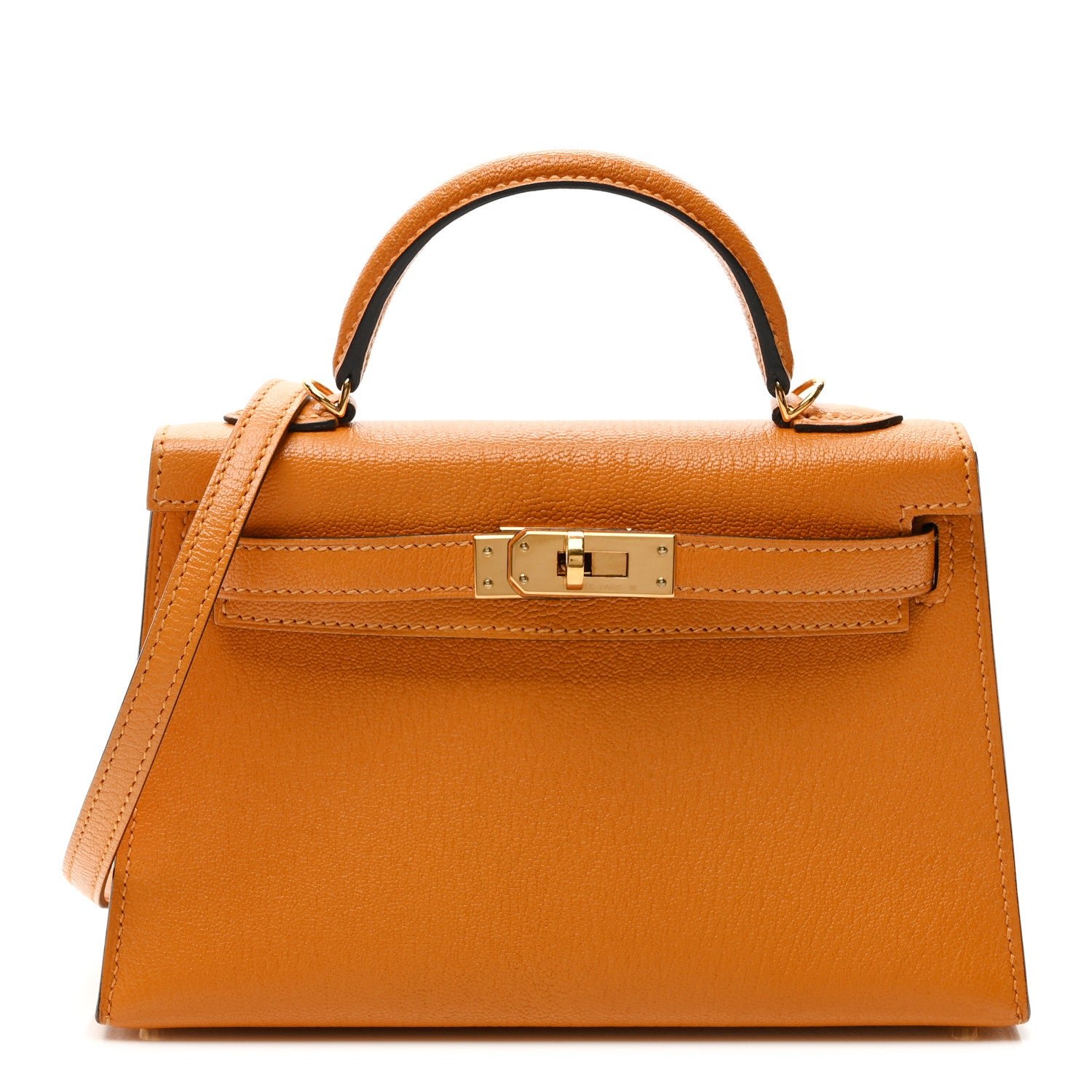 Hermes Hermes Chevre Chamkila Mini Kelly Sellier 20 Jaune D'or