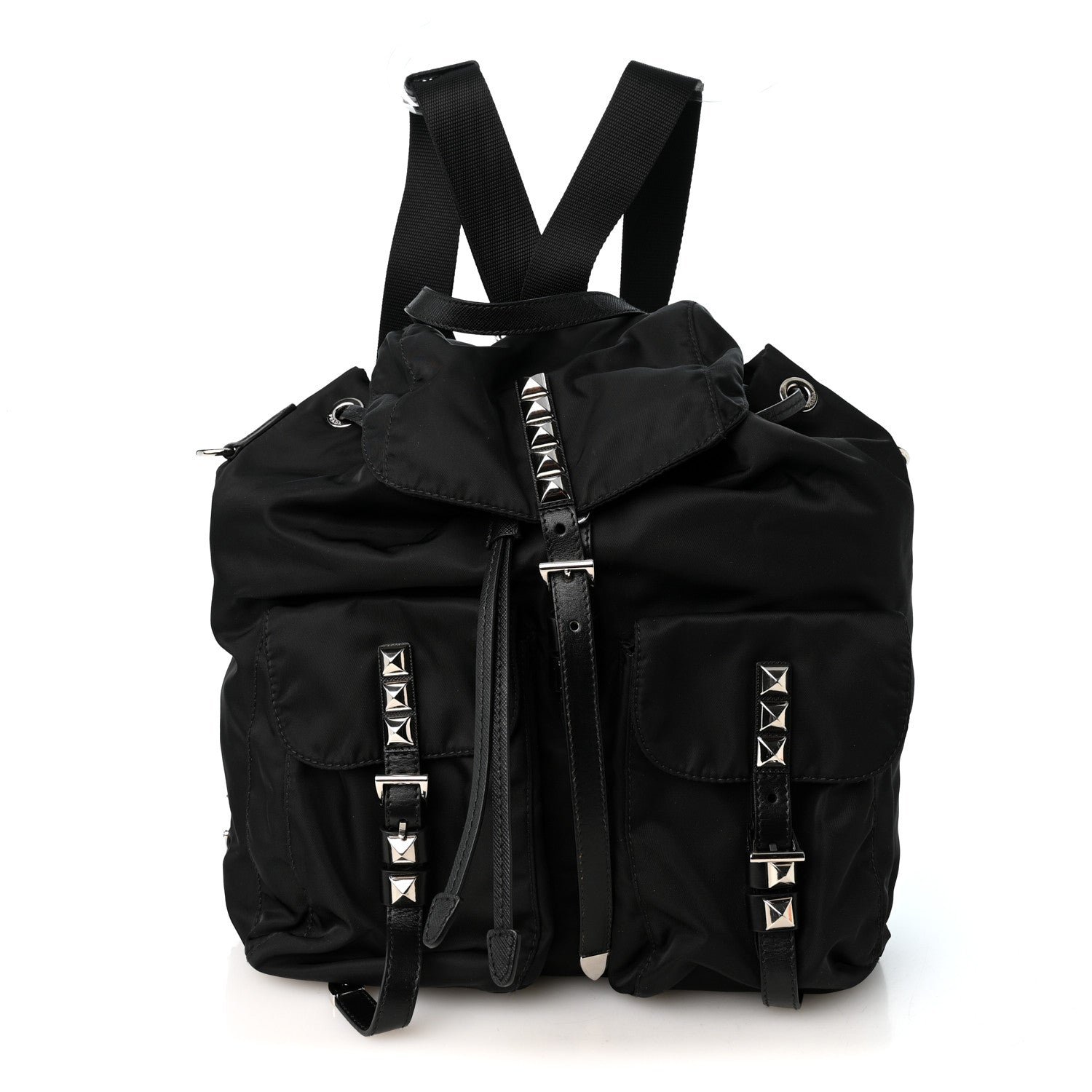 Prada Nylon New Vela Studded Backpack Black