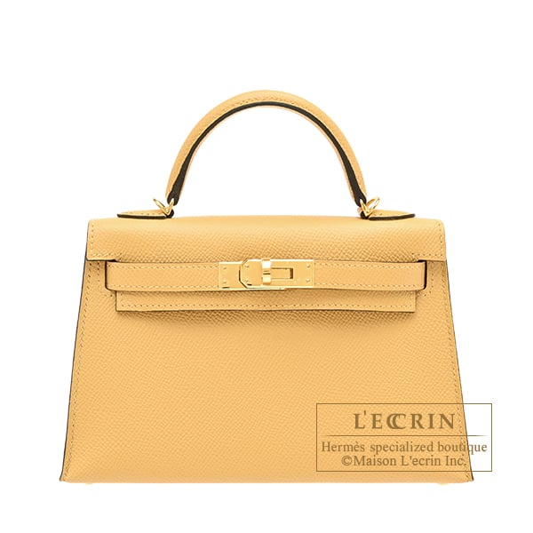 Hermes Kelly bag mini Sellier Paille Epsom leather Gold hardware
