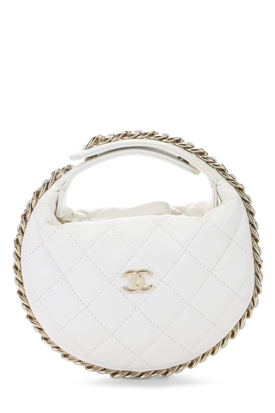 White Lambskin Chain Around Pouch Mini