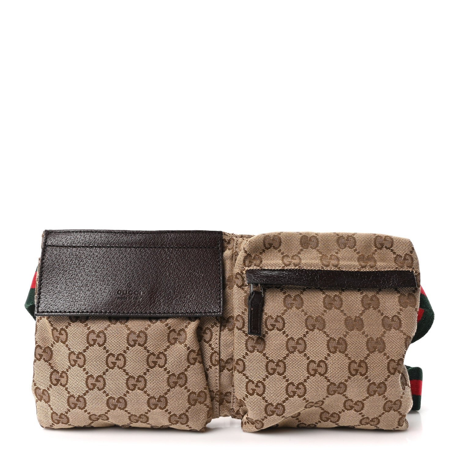 Gucci Monogram Web Belt Bag Dark Brown