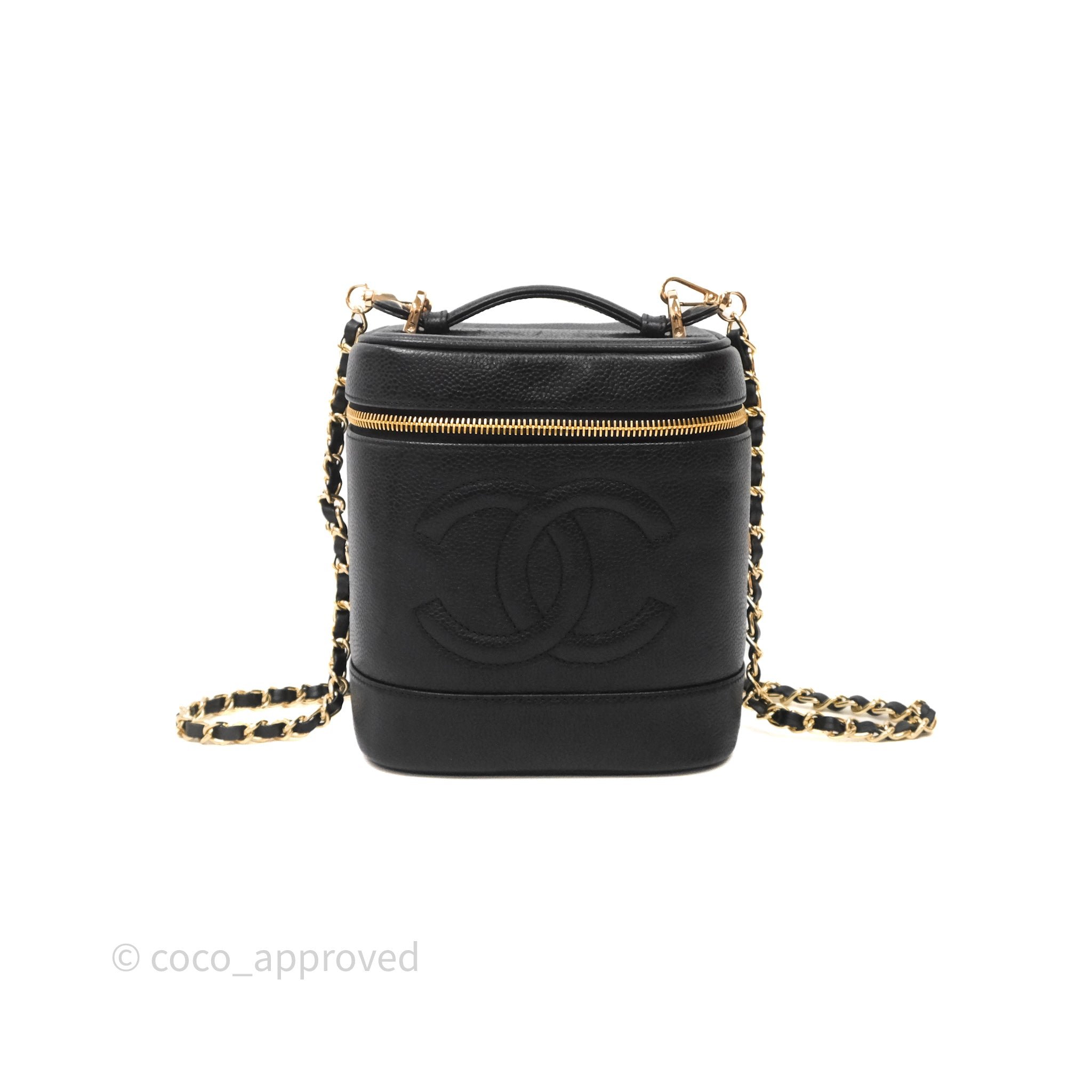Chanel Vintage Vanity Case Bag Black Caviar Gold Hardware