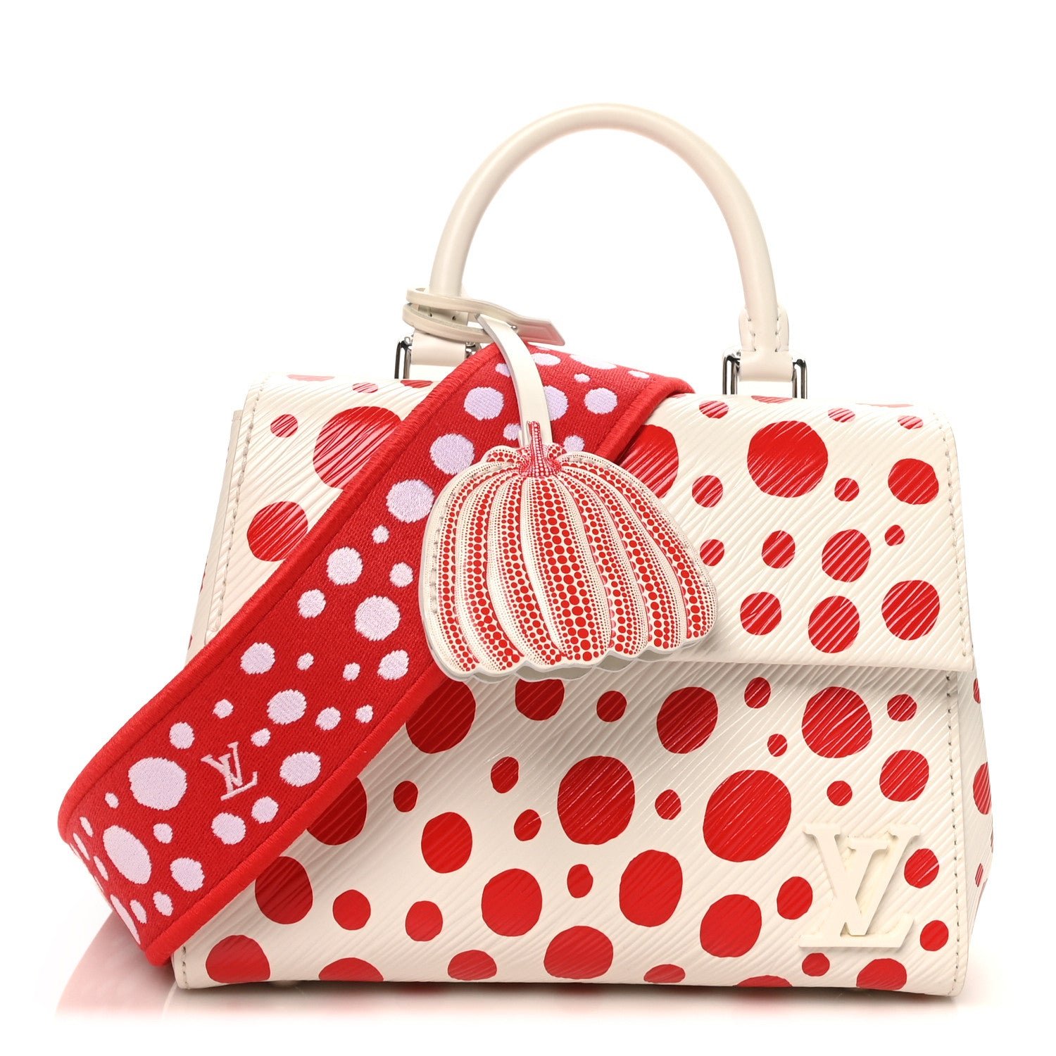 Louis Vuitton LV X YK Monogram Kusama Epi Cluny Mini White Red