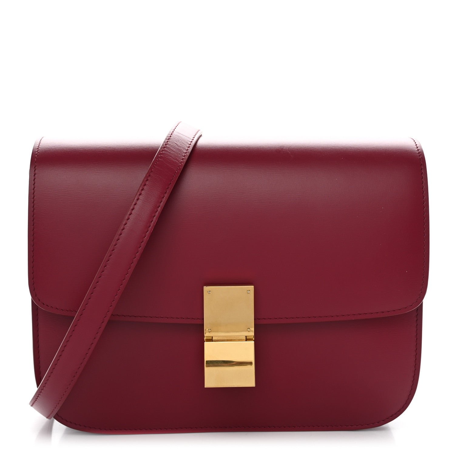 Box Calfskin Medium Classic Box Flap Bag Raspberry