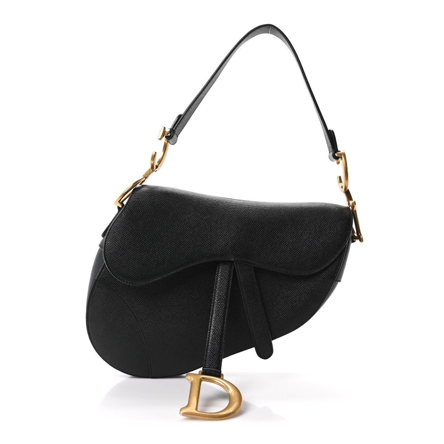 Christian Dior Grained Calfskin Saddle Bag Black