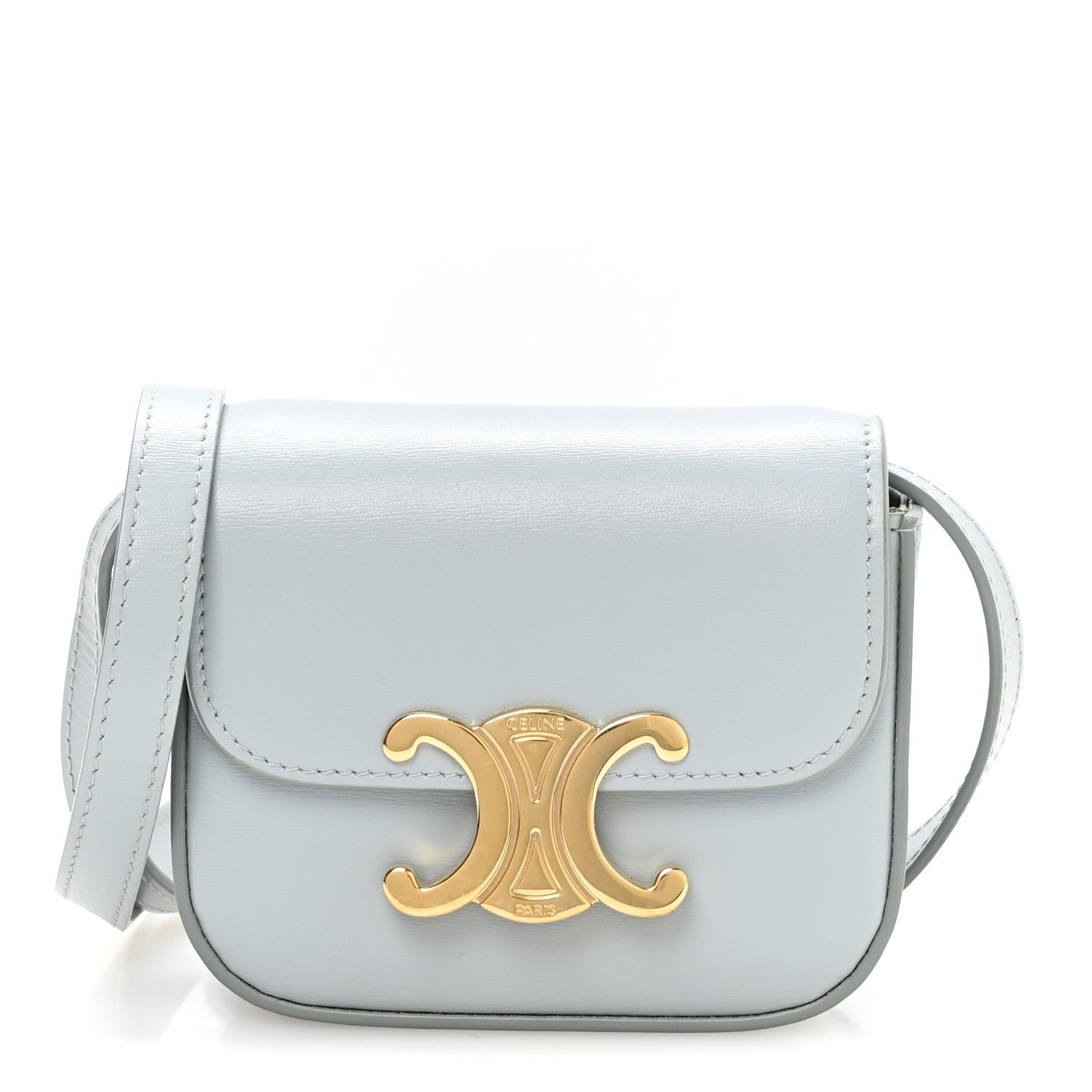Celine Shiny Calfskin Mini Claude Soft Blue