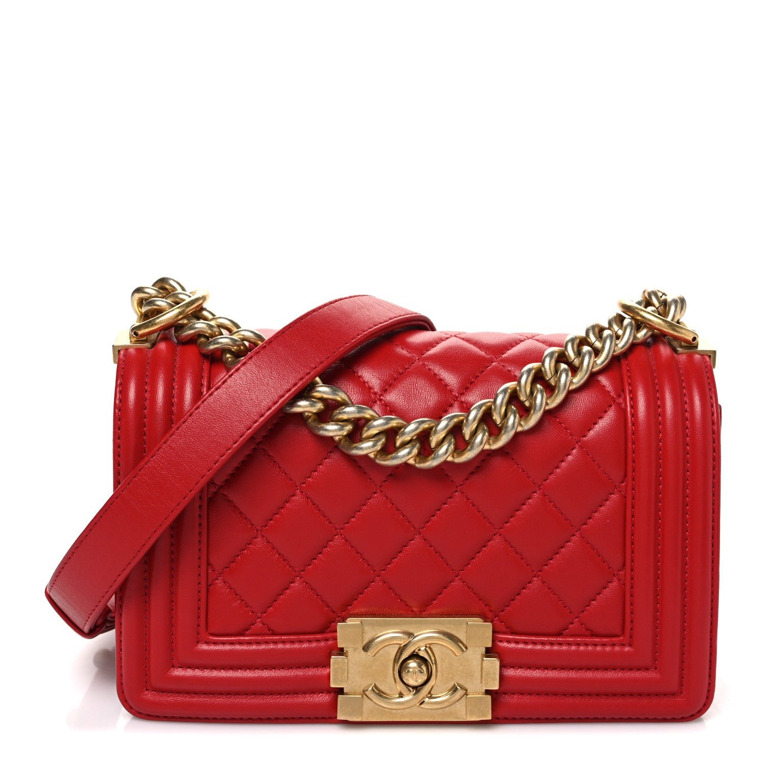 Chanel Lambskin Quilted Small Boy Flap Red