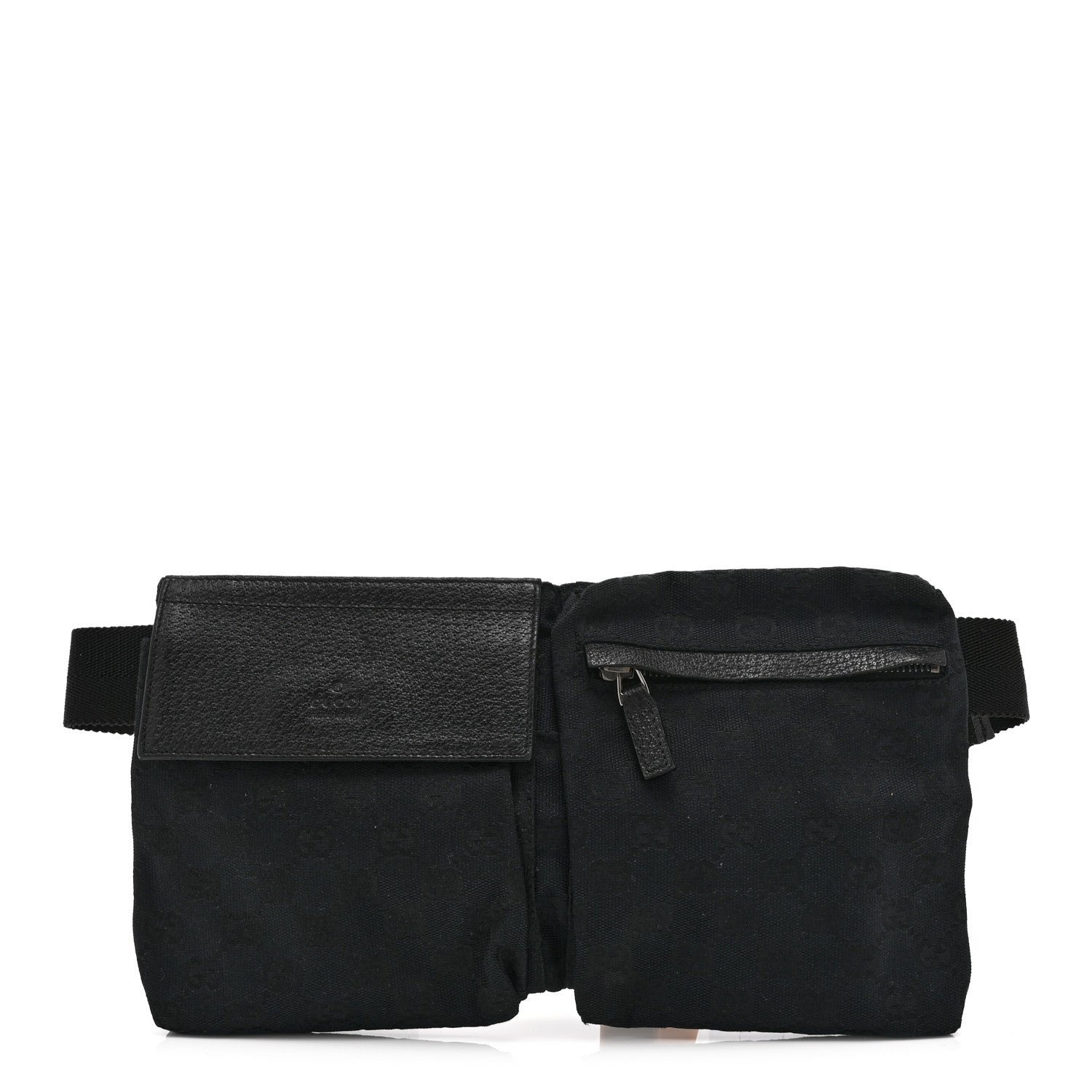 Gucci GG Monogram Double Pocket Belt Bag Black