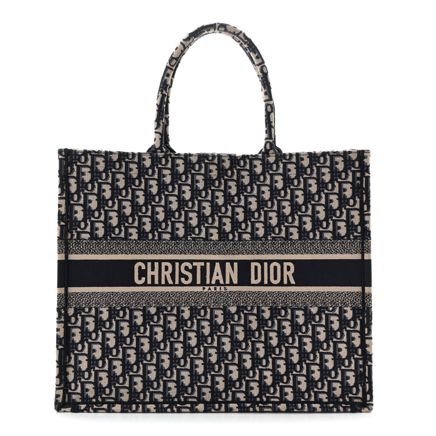 Christian Dior Oblique Large Book Tote Blue Multicolor