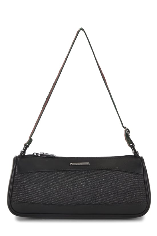 Black GG Denim Web Pochette