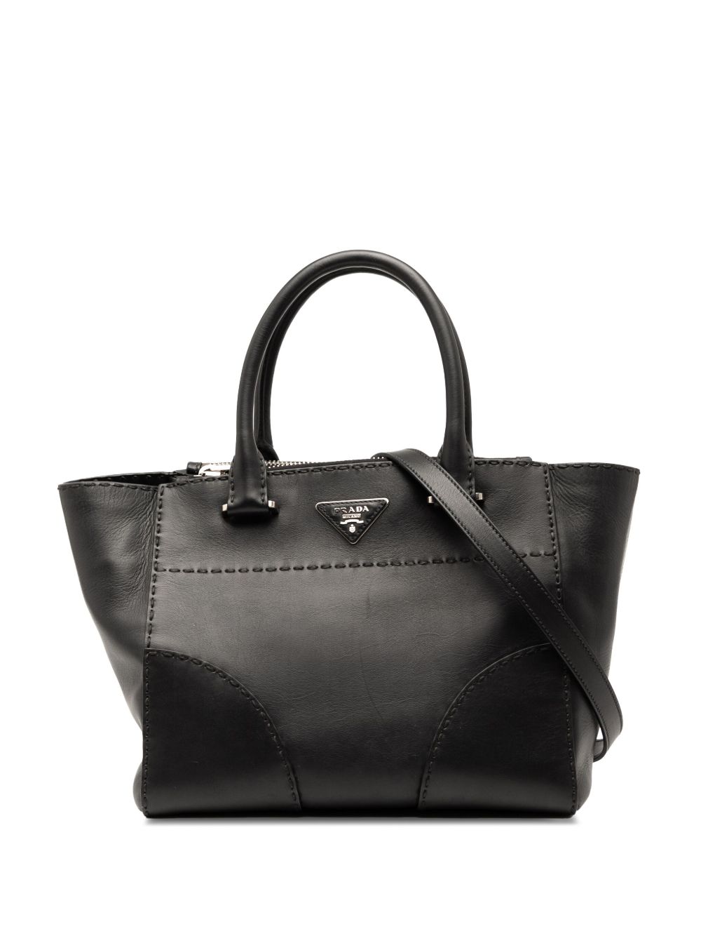 Prada 2010-2025 Small City Calf Stitched Twin Pocket satchel