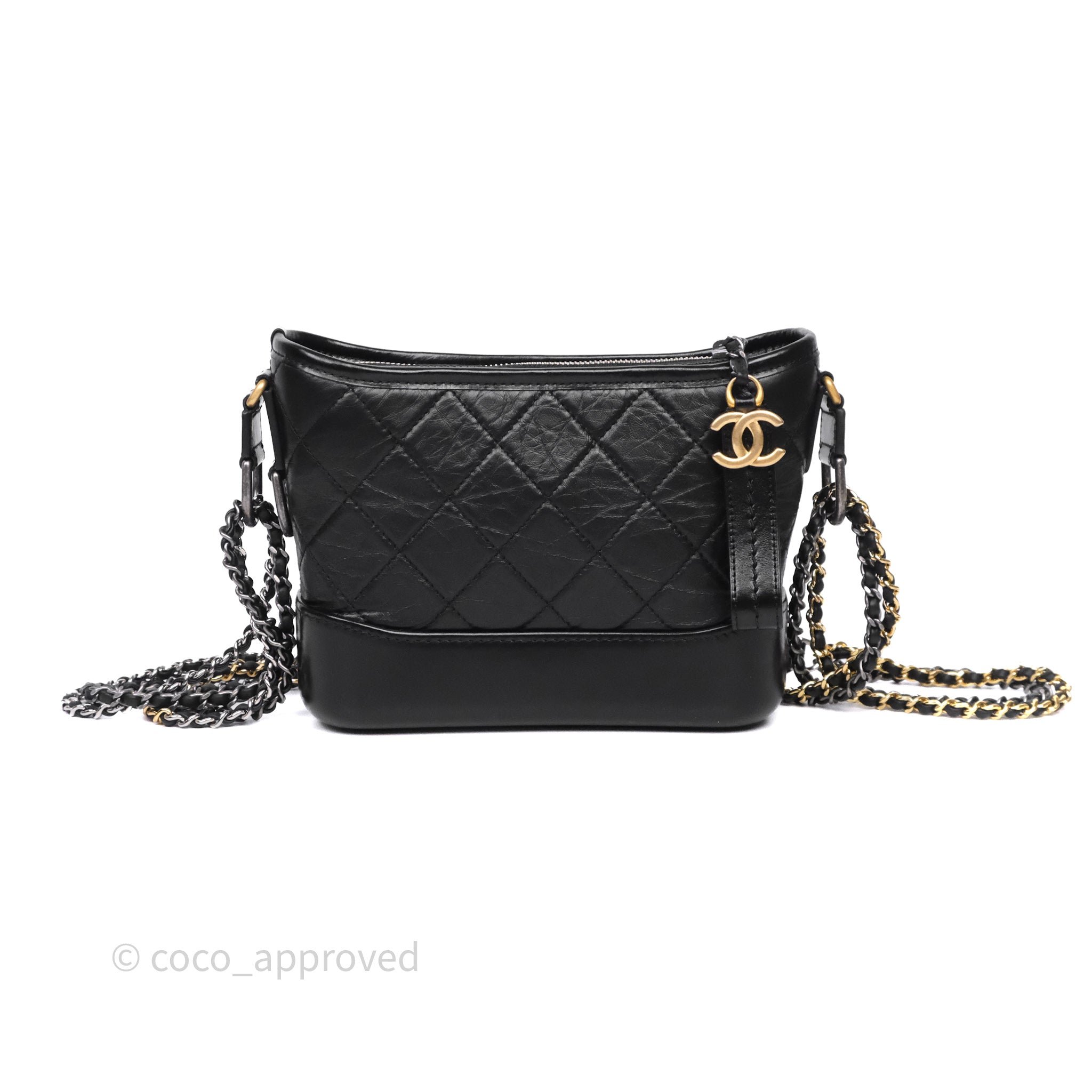 Chanel Small Gabrielle Hobo Quilted Black Aged Calfskin