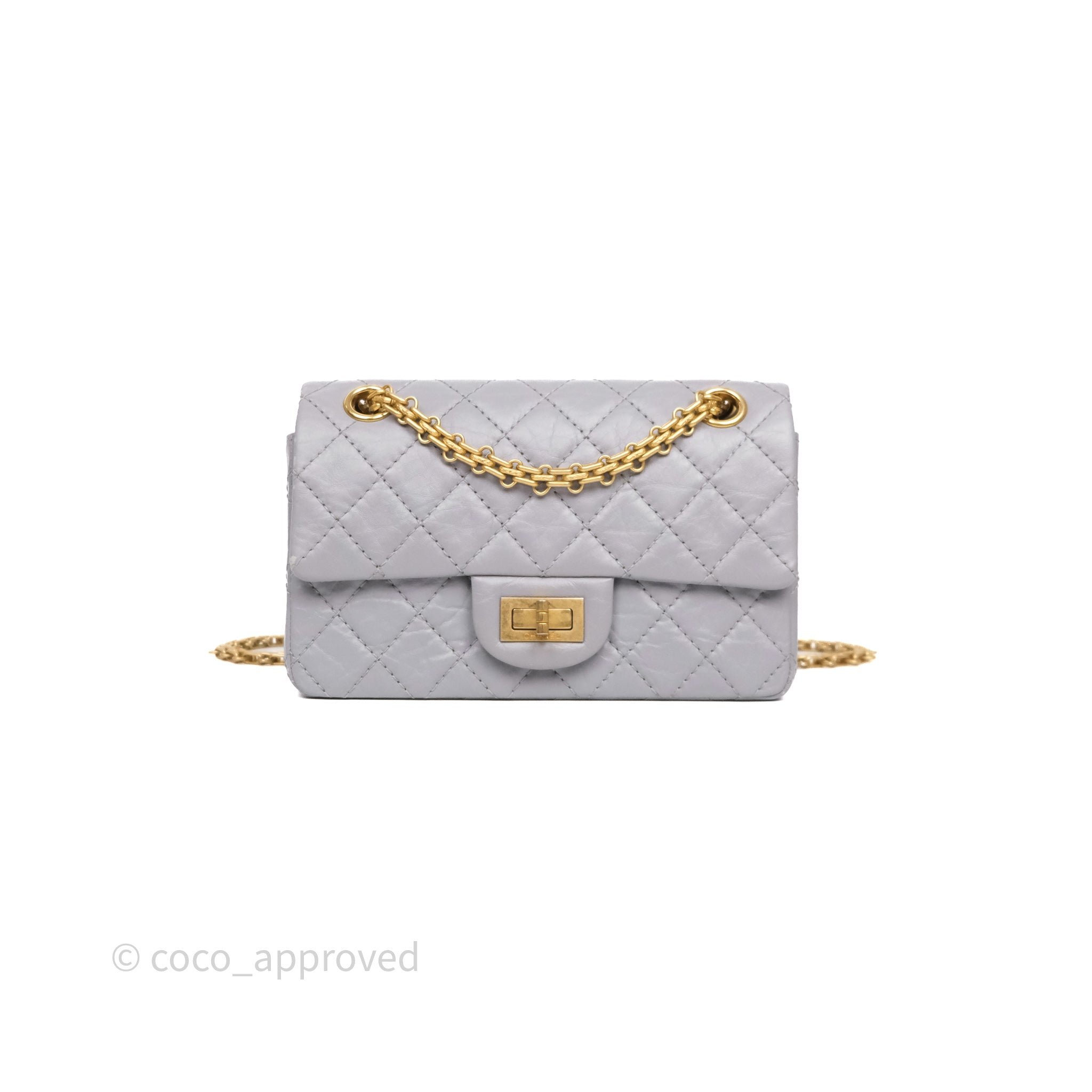 Chanel Mini Reissue 224 Grey Aged Calfskin Aged Gold Hardware