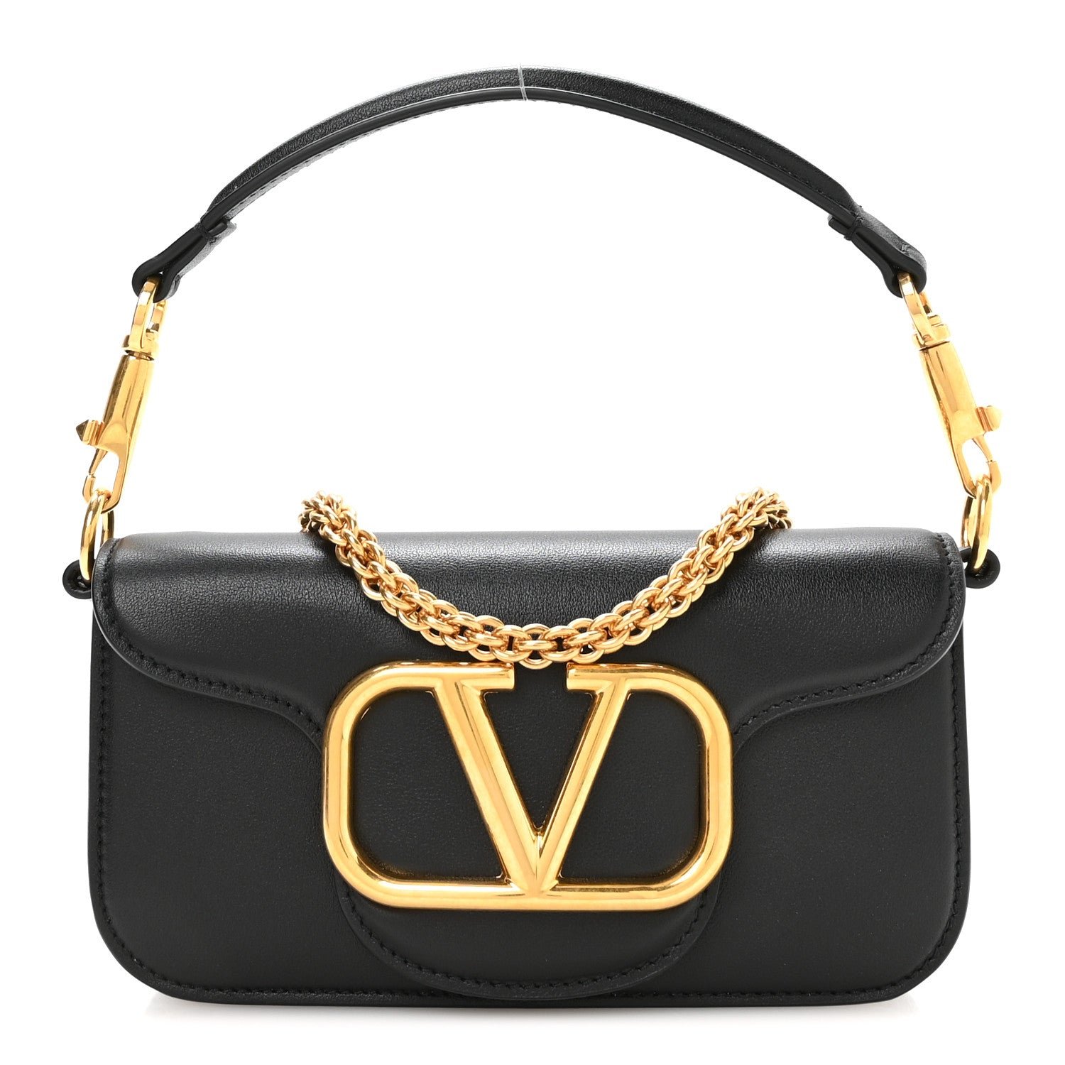 Calfskin Vlogo Small Loco Shoulder Bag Black