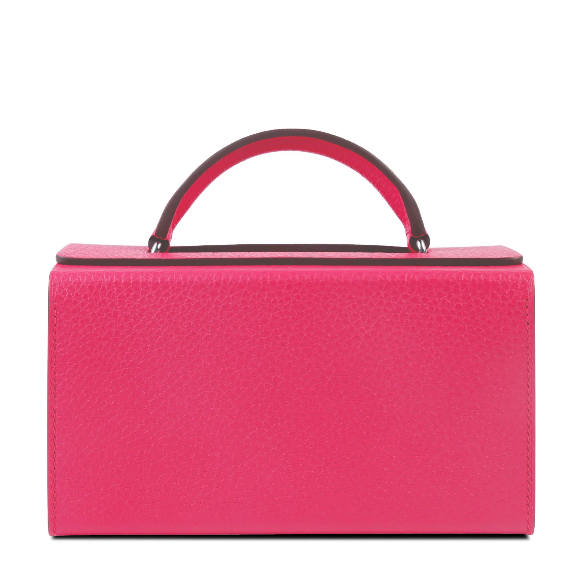 Unused ( Rank NS ) HERMÈS Boxbag Petit h Minaudiere Rose Extreme (I6) Chai (0M) Clemence Shiny Alligator Palladium hardware