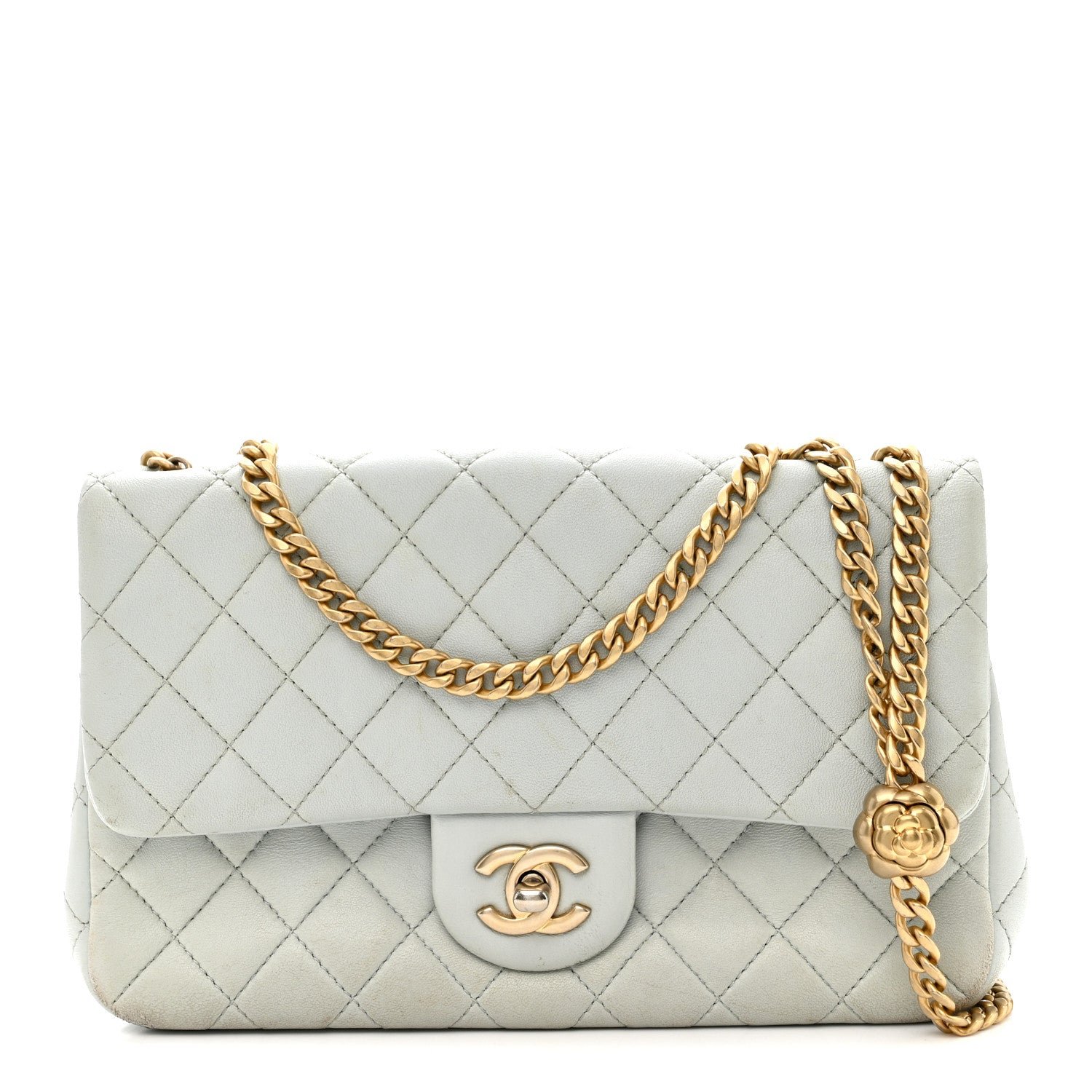 Chanel Lambskin Quilted Small Sweet Camellia Flap Light Blue