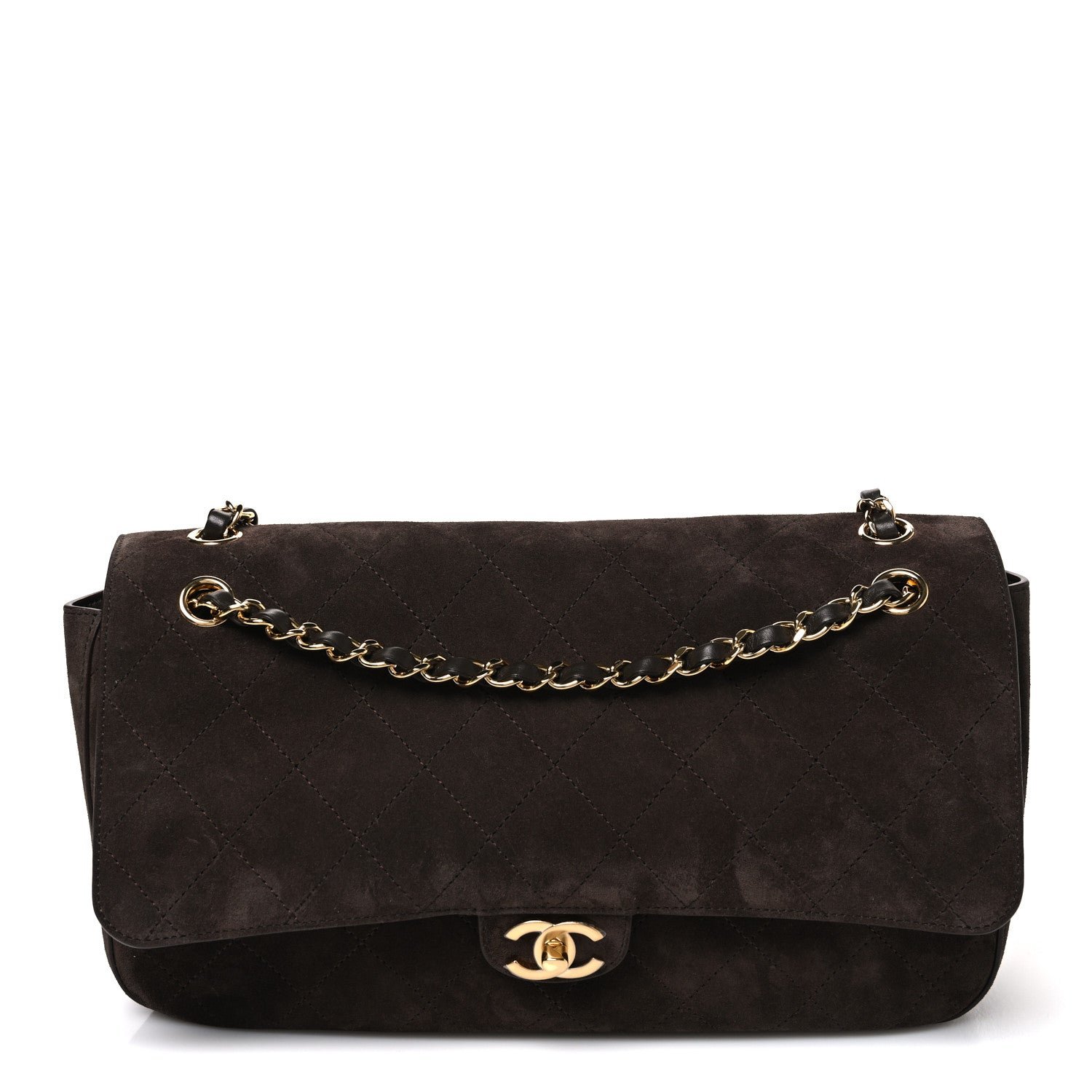 Chanel Suede Calfskin Small Souplissimo Maxi Flap Dark Brown