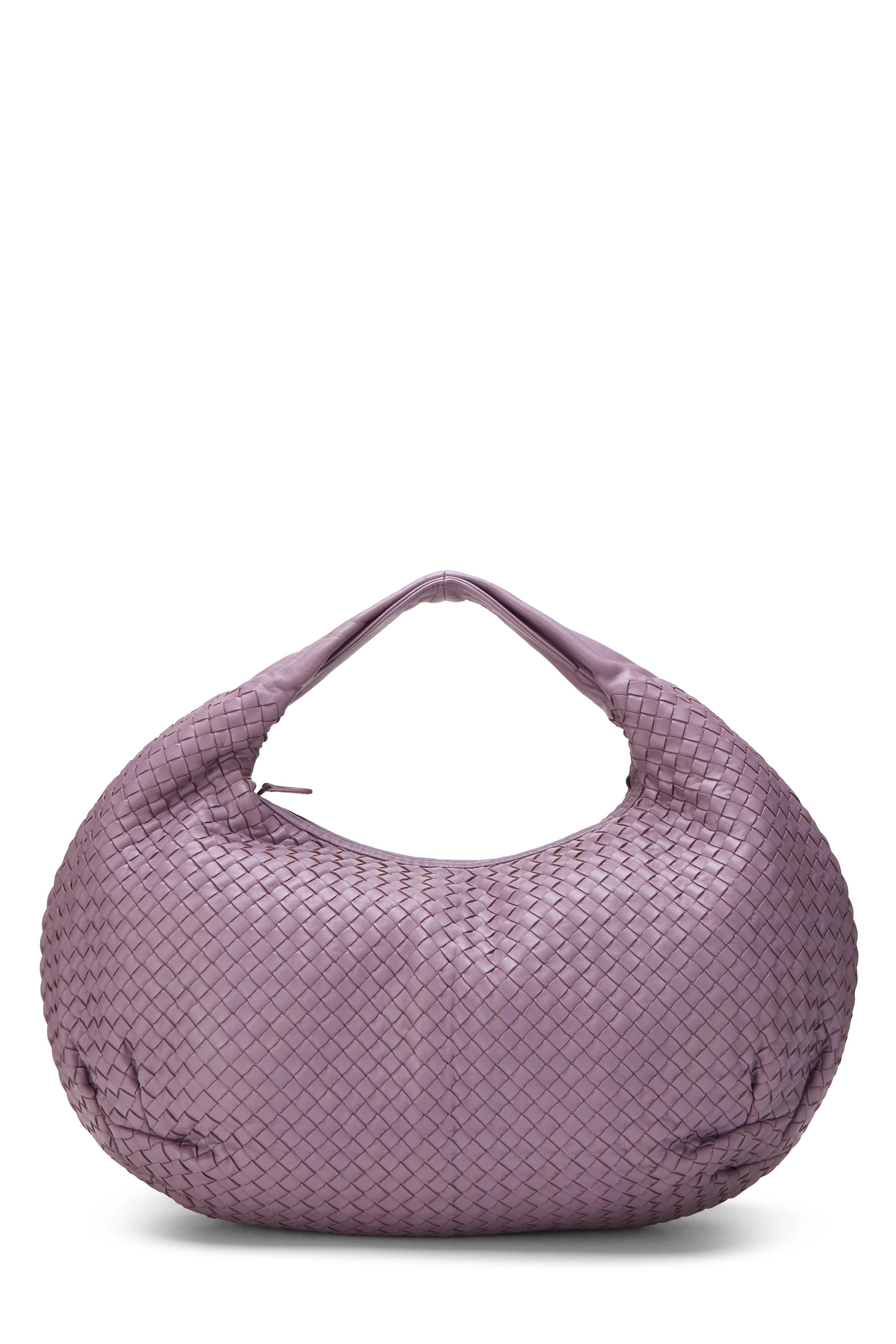 Purple Intrecciato Leather Belly Hobo Medium