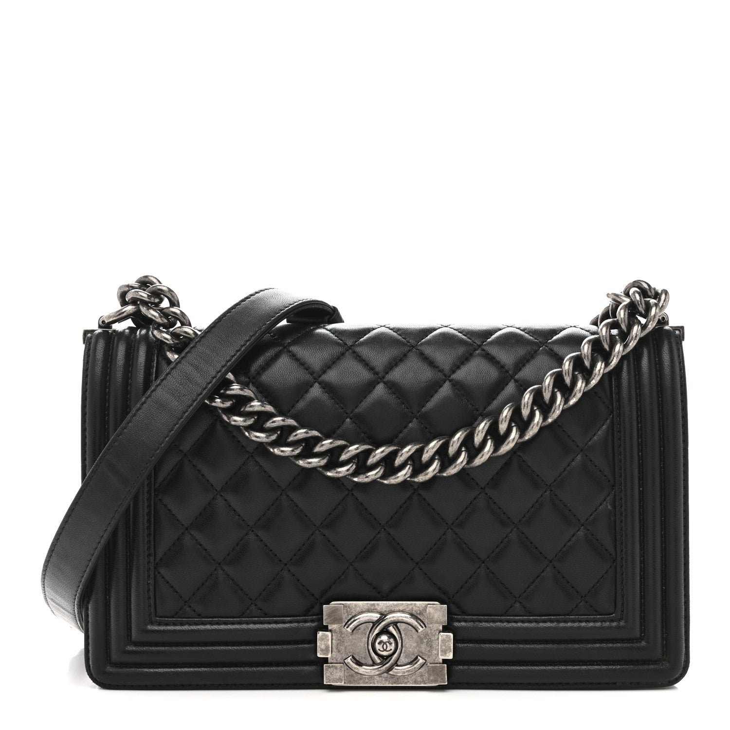 Chanel Lambskin Quilted Medium Boy Flap Black