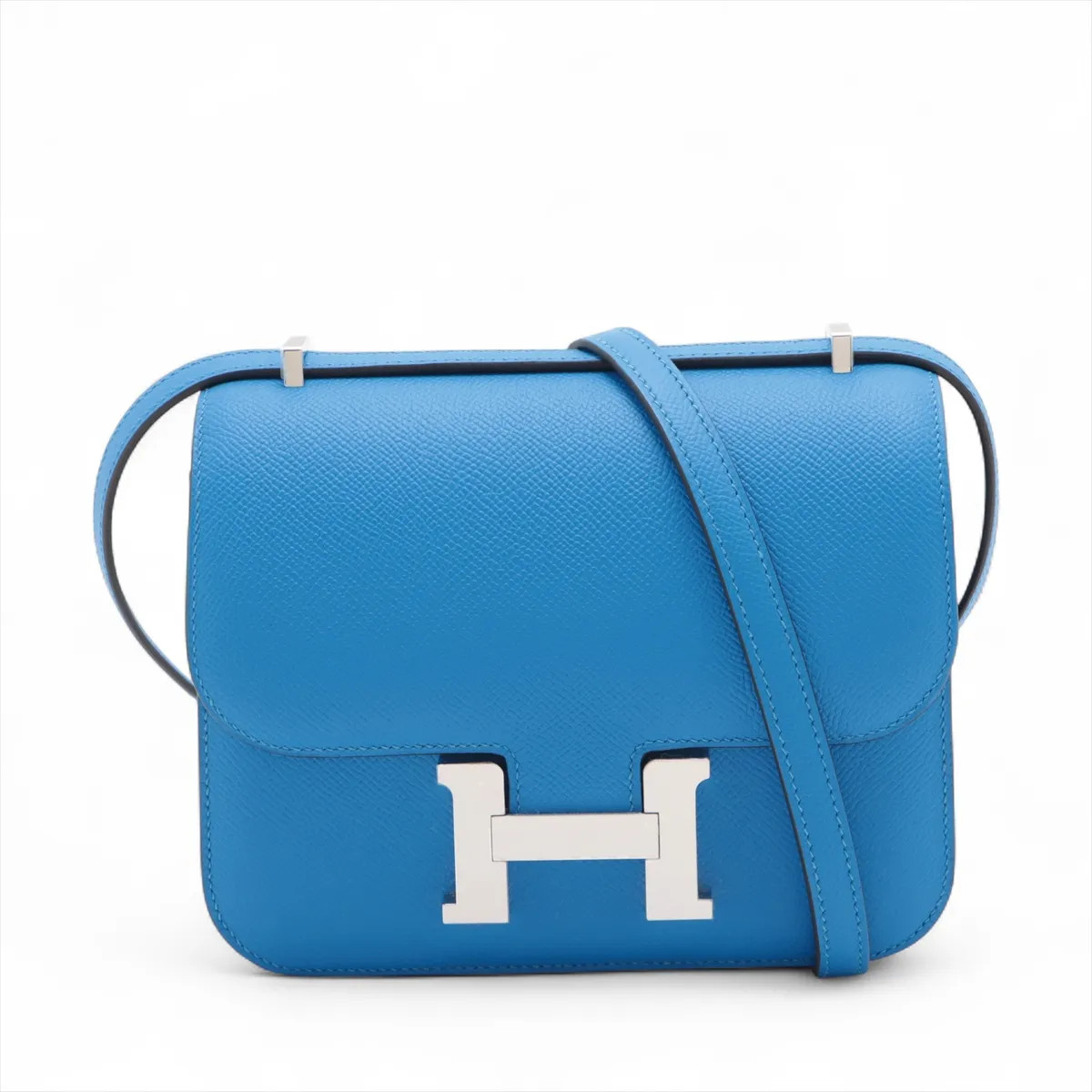 Hermès Constance 3 Mini 18 Miroir Veau Epsom Blue Zellige Silver Metal Fittings