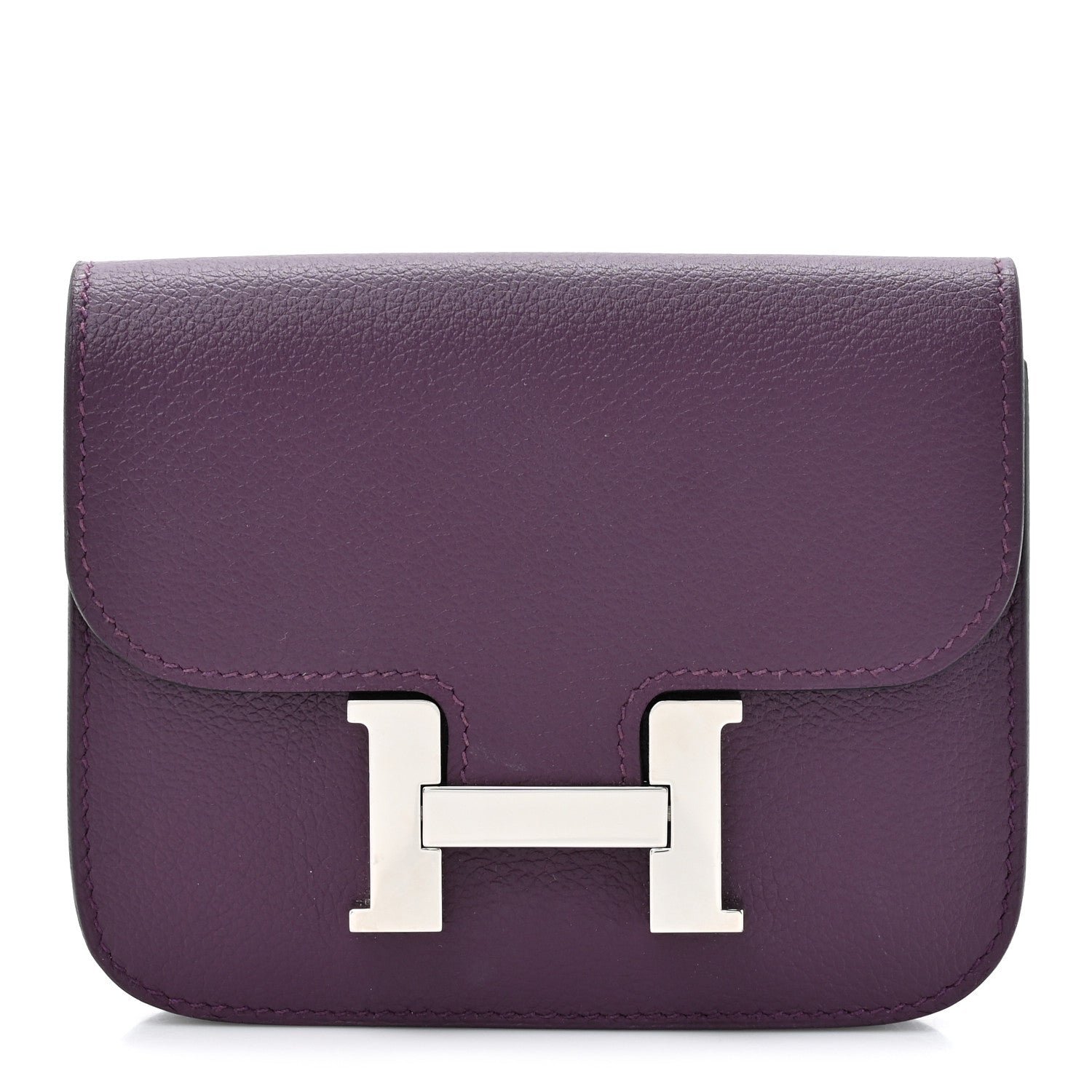 Hermes Evercolor Bi-Color Constance Slim Wallet Cassis Bleu Royale