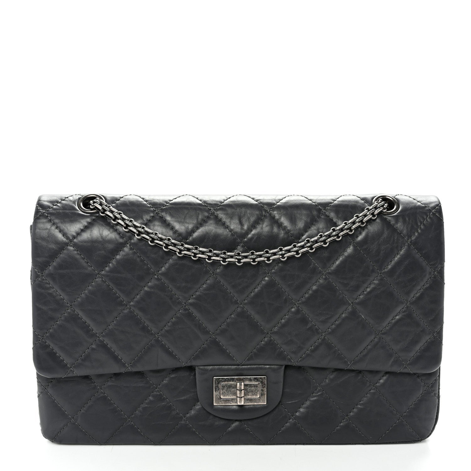 Chanel Aged Calfskin Quilted 2.55 Reissue 227 Flap Dark Grey