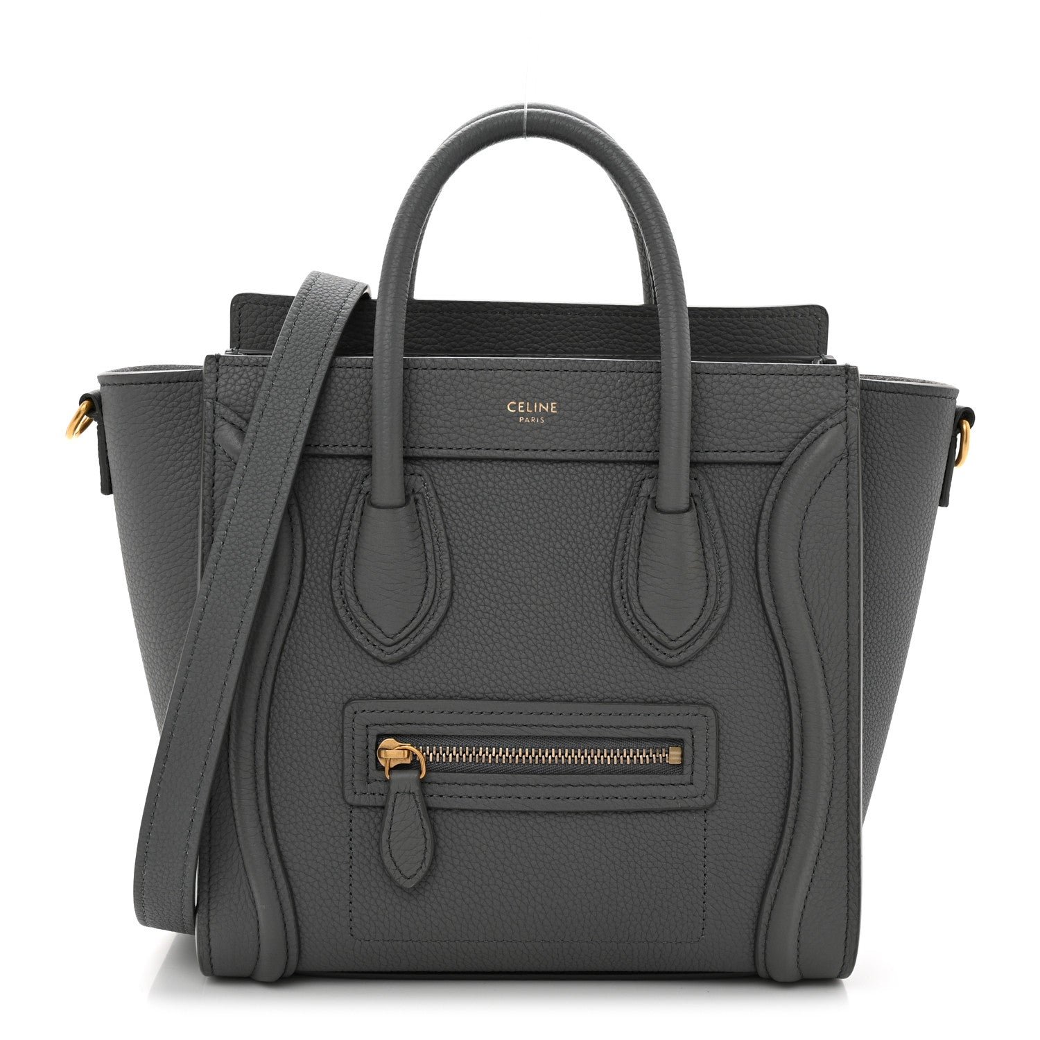 Drummed Calfskin Nano Luggage  Kohl