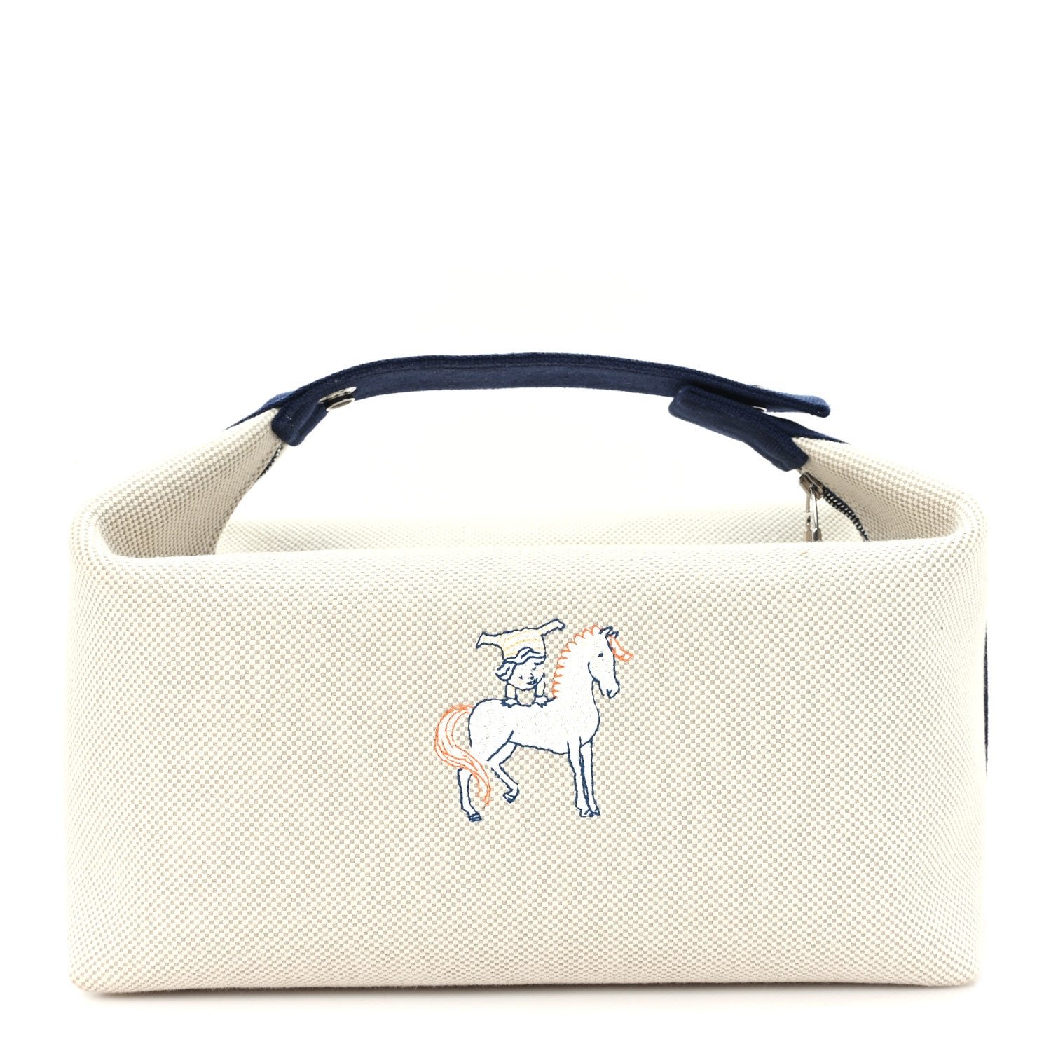 Hermes Canvas Large Bride-A-Brac Cabriole Case gris perle