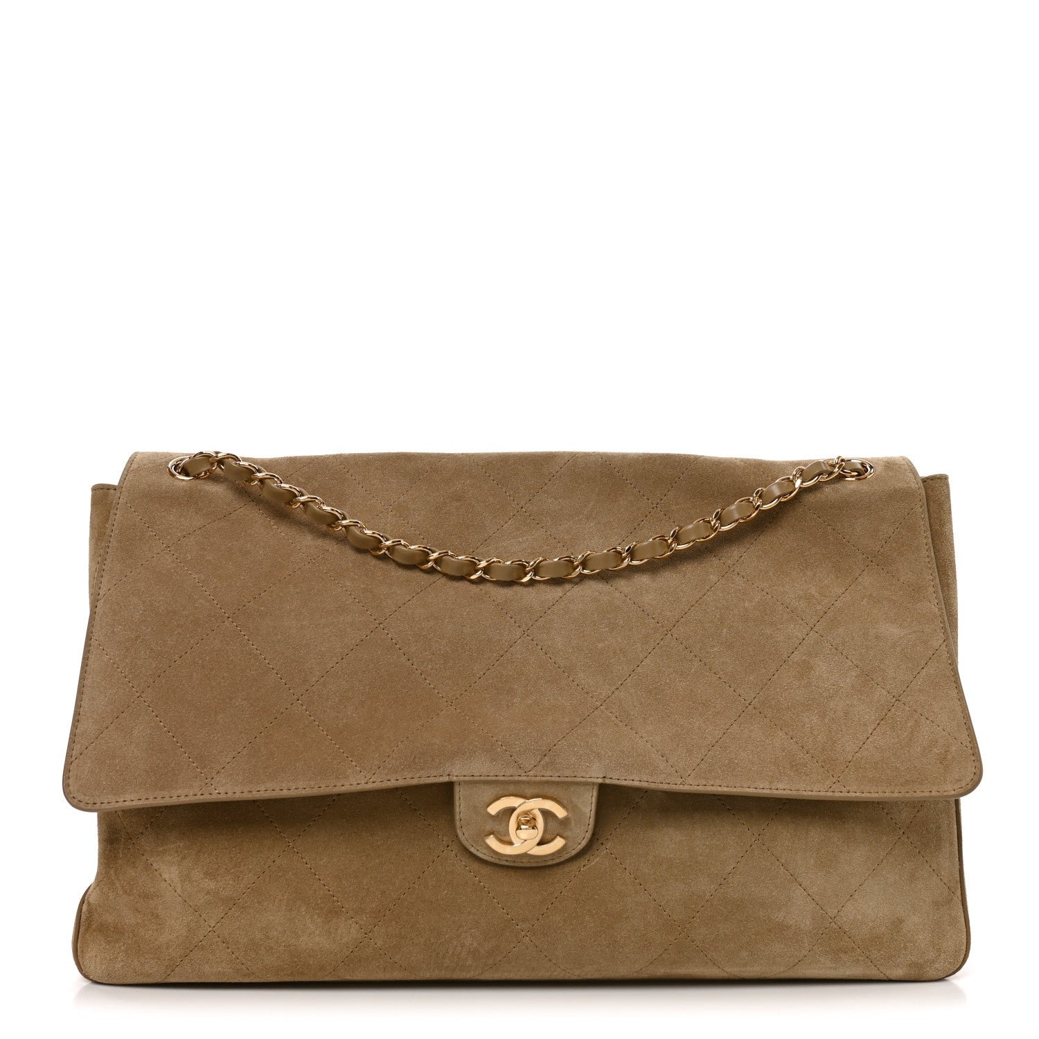 Chanel Suede Calfskin Souplissimo Maxi Flap Dark Beige