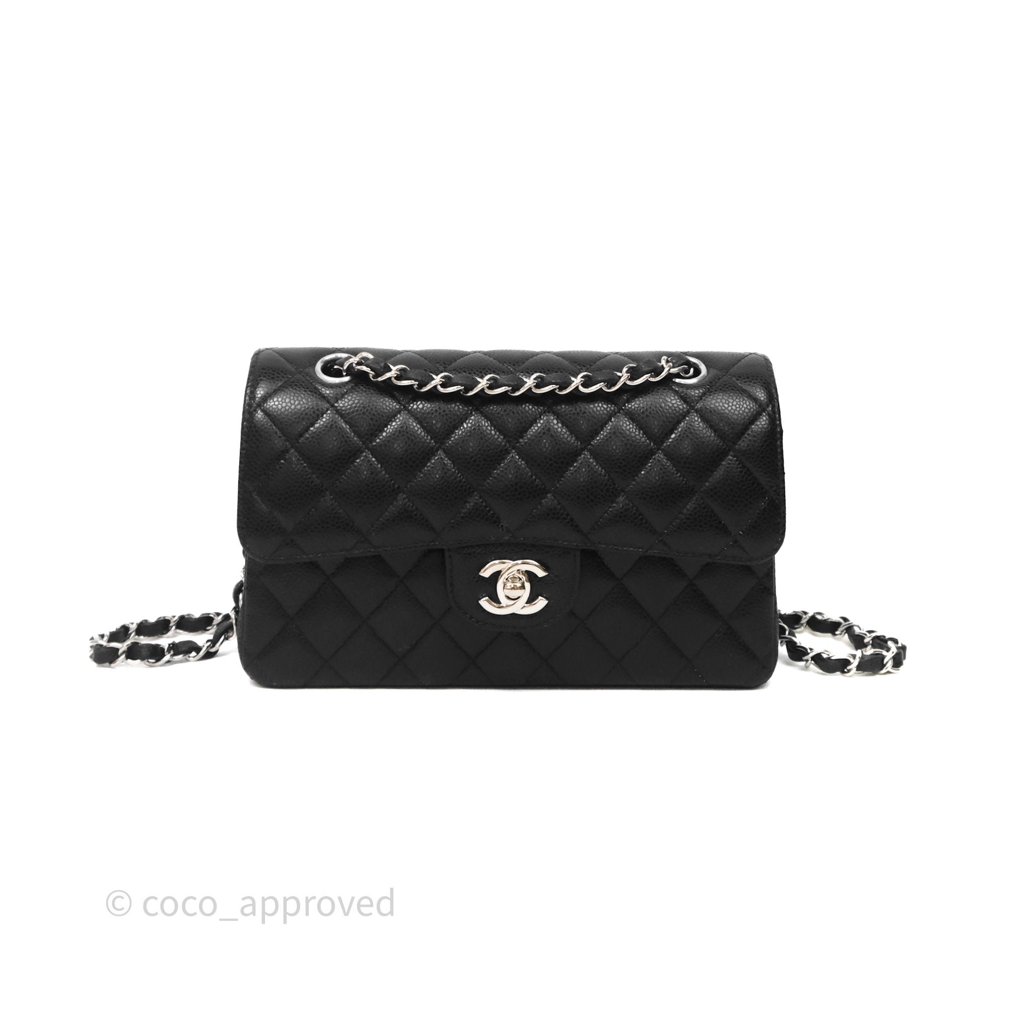 Chanel Small Classic Flap Quilted Black Caviar Silver Hardware