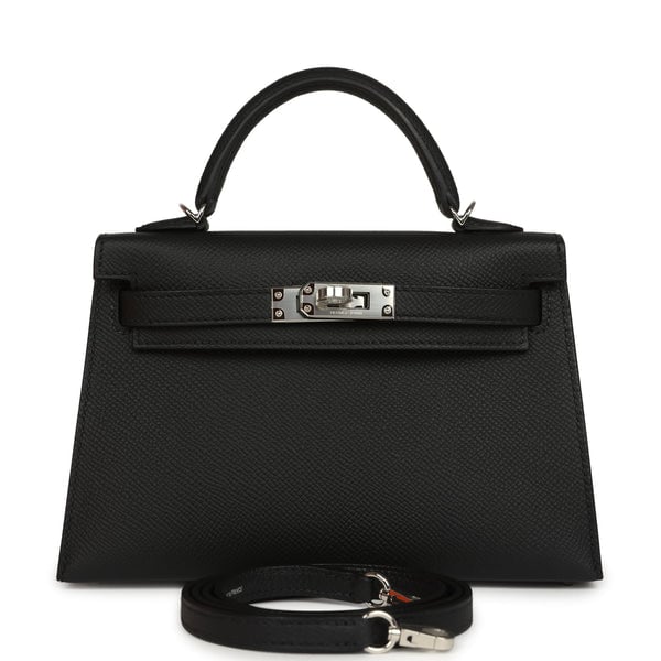 Hermes Hermes Kelly Sellier 20 Black Epsom Palladium Hardware