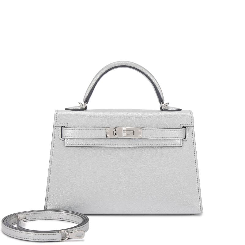 Limited Edition Gris Argenté Chèvre Chamkilight Metallic Mini Kelly II 20 Palladium Hardware, 2026