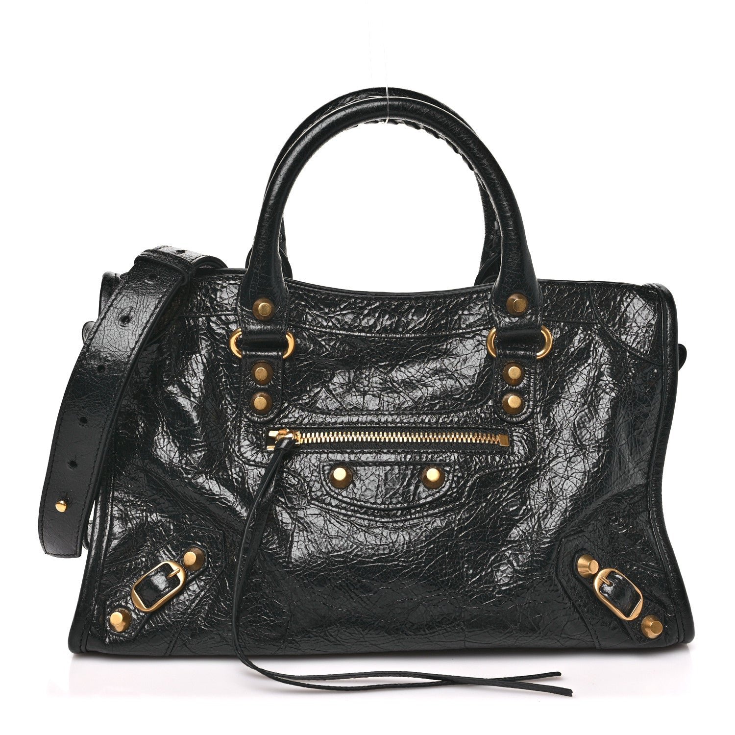 Balenciaga Agneau Arena Gold Hardware Small Le City Black