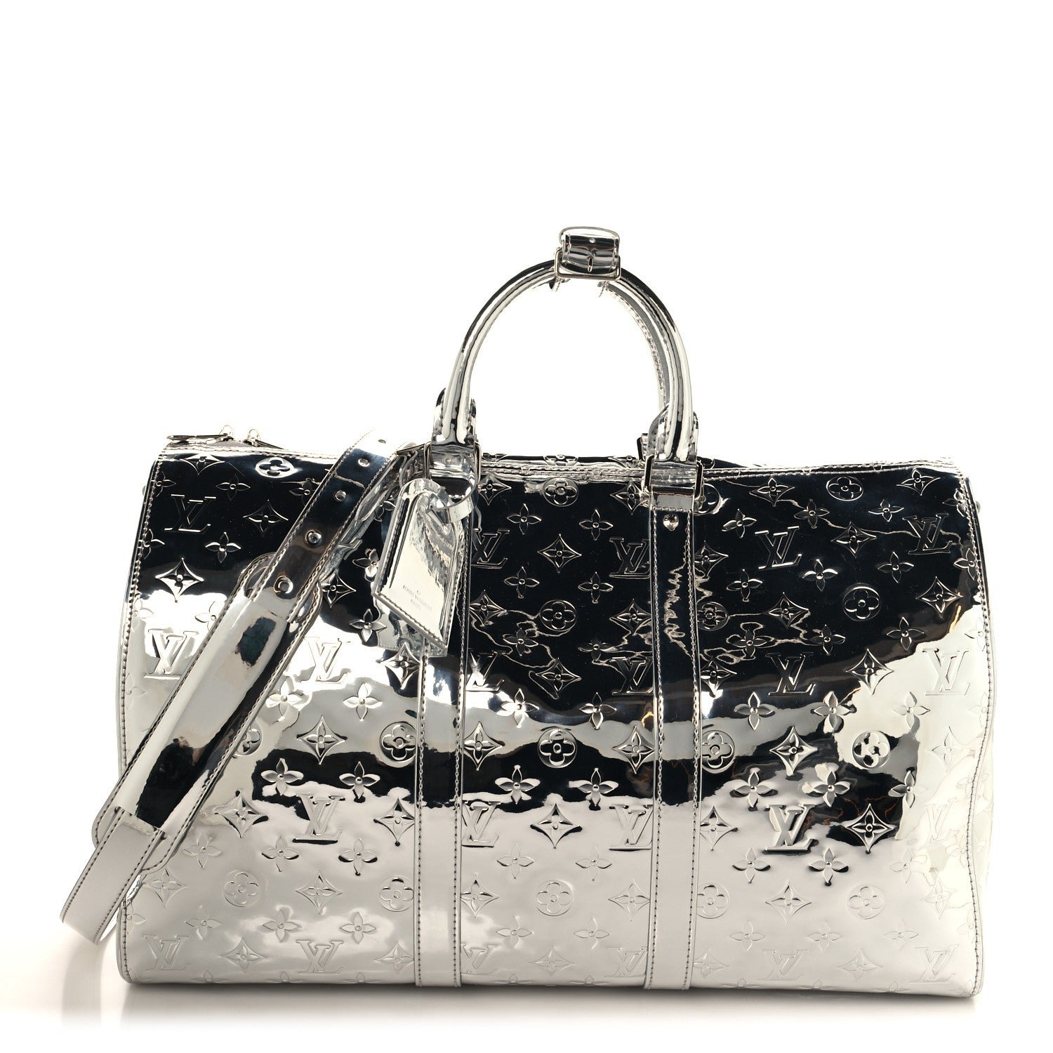 Louis Vuitton Monogram Mirror Keepall Bandouliere 45 Silver