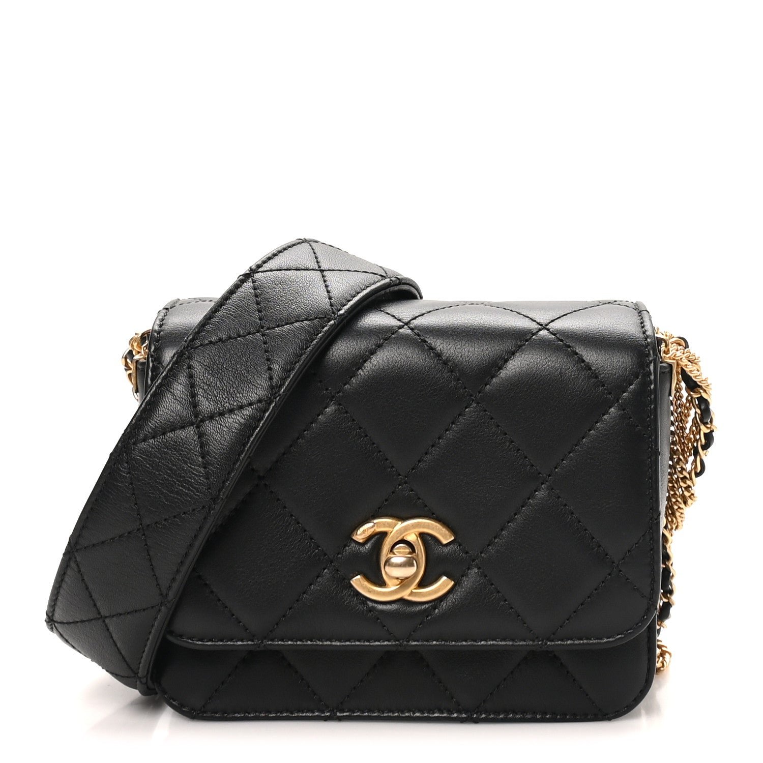 Chanel Lambskin Quilted Small Multiple Chain Flap Black