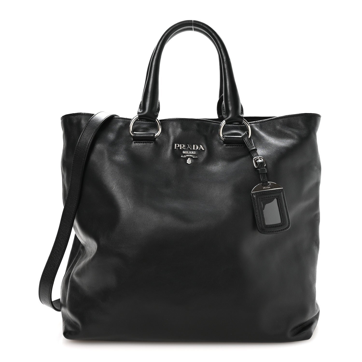 Prada Soft Calf Shopping Tote Black