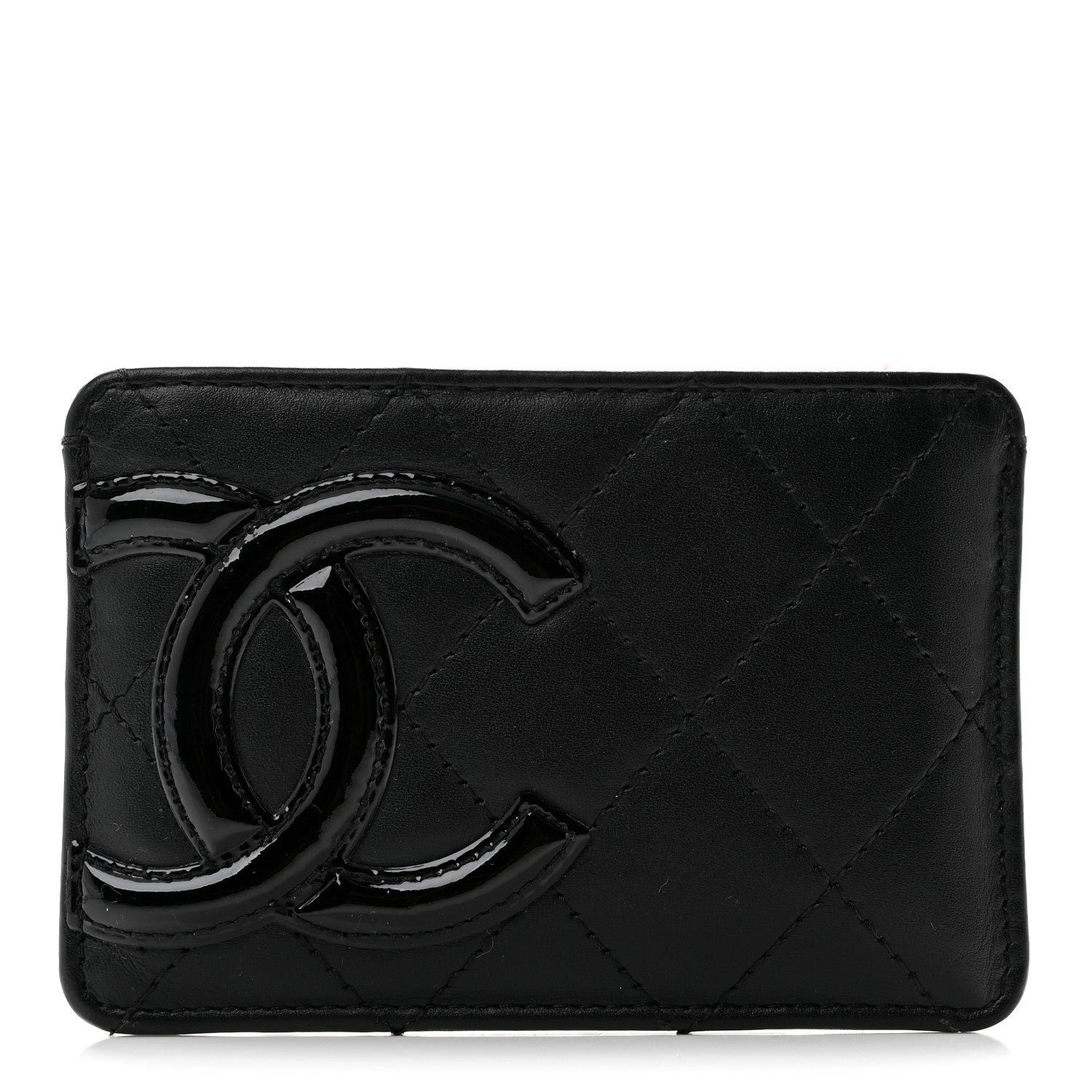 Chanel Calfskin Quilted Cambon Card Holder Black